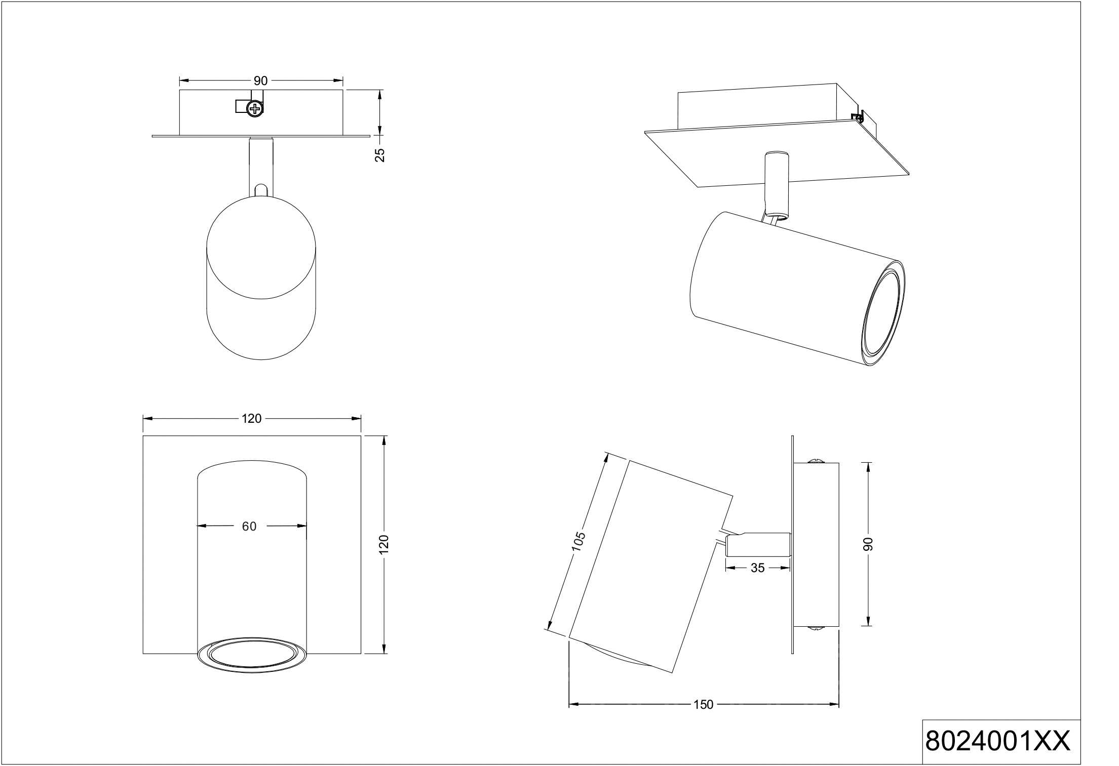 Wandspot MARLEY 1-flammig