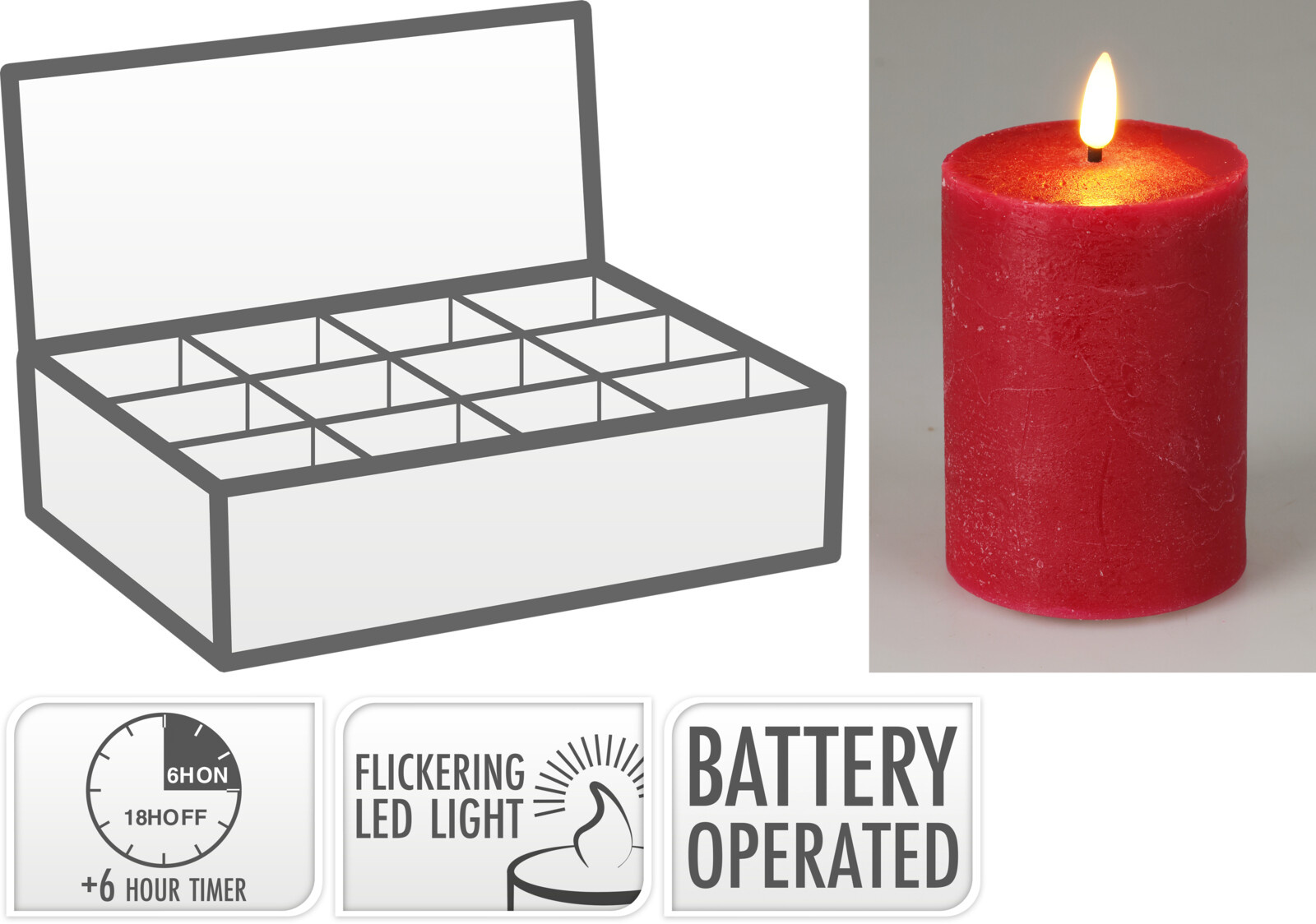 Kerze LED RED