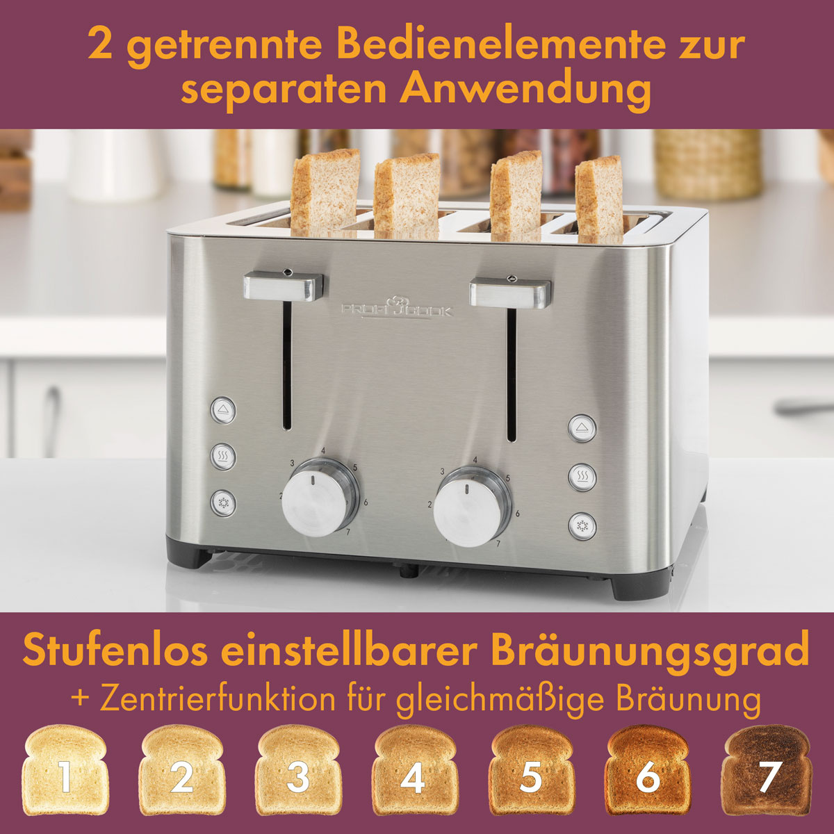 4-Scheiben-Toaster PROFICOOK