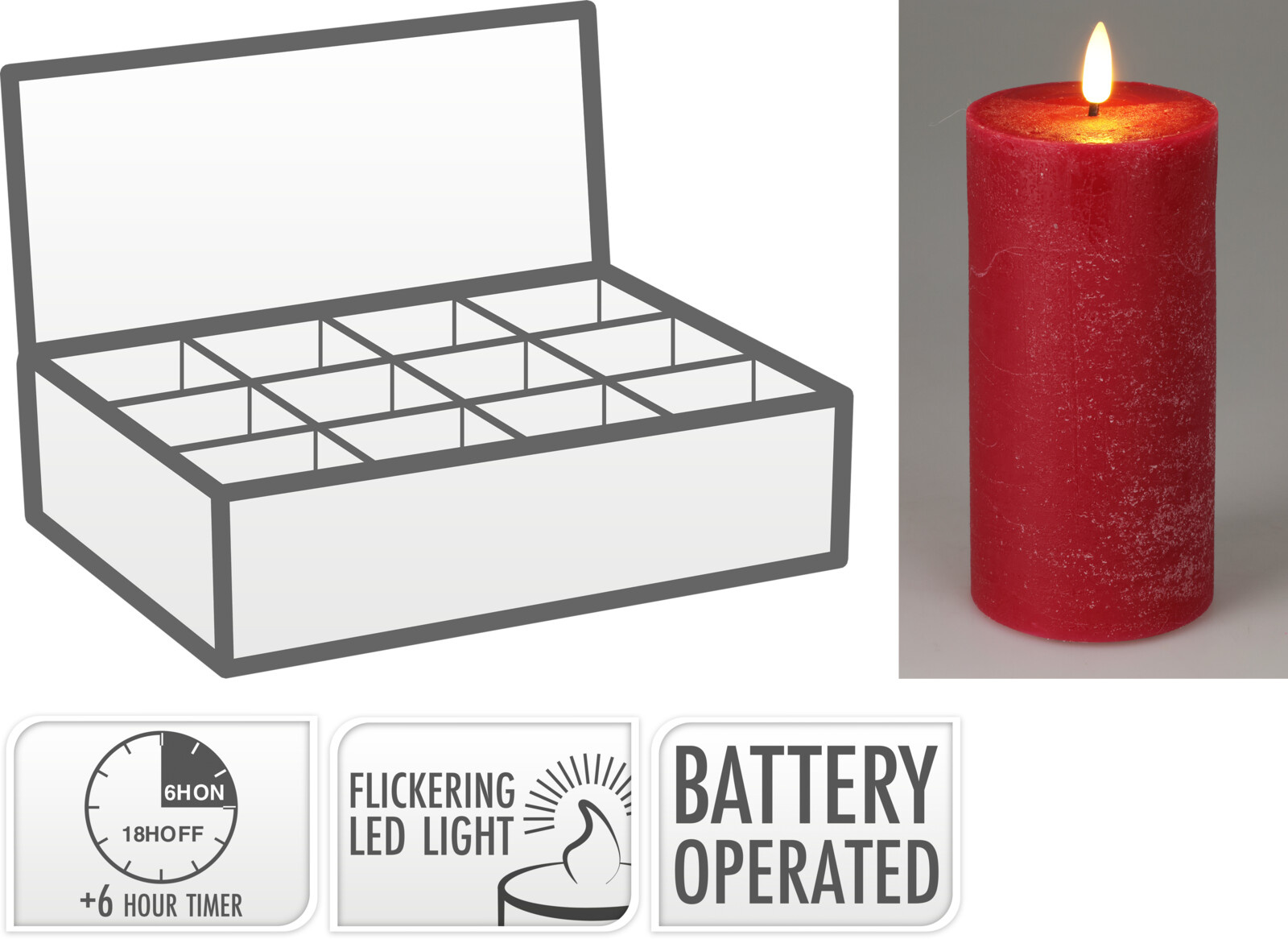 Kerze LED RED
