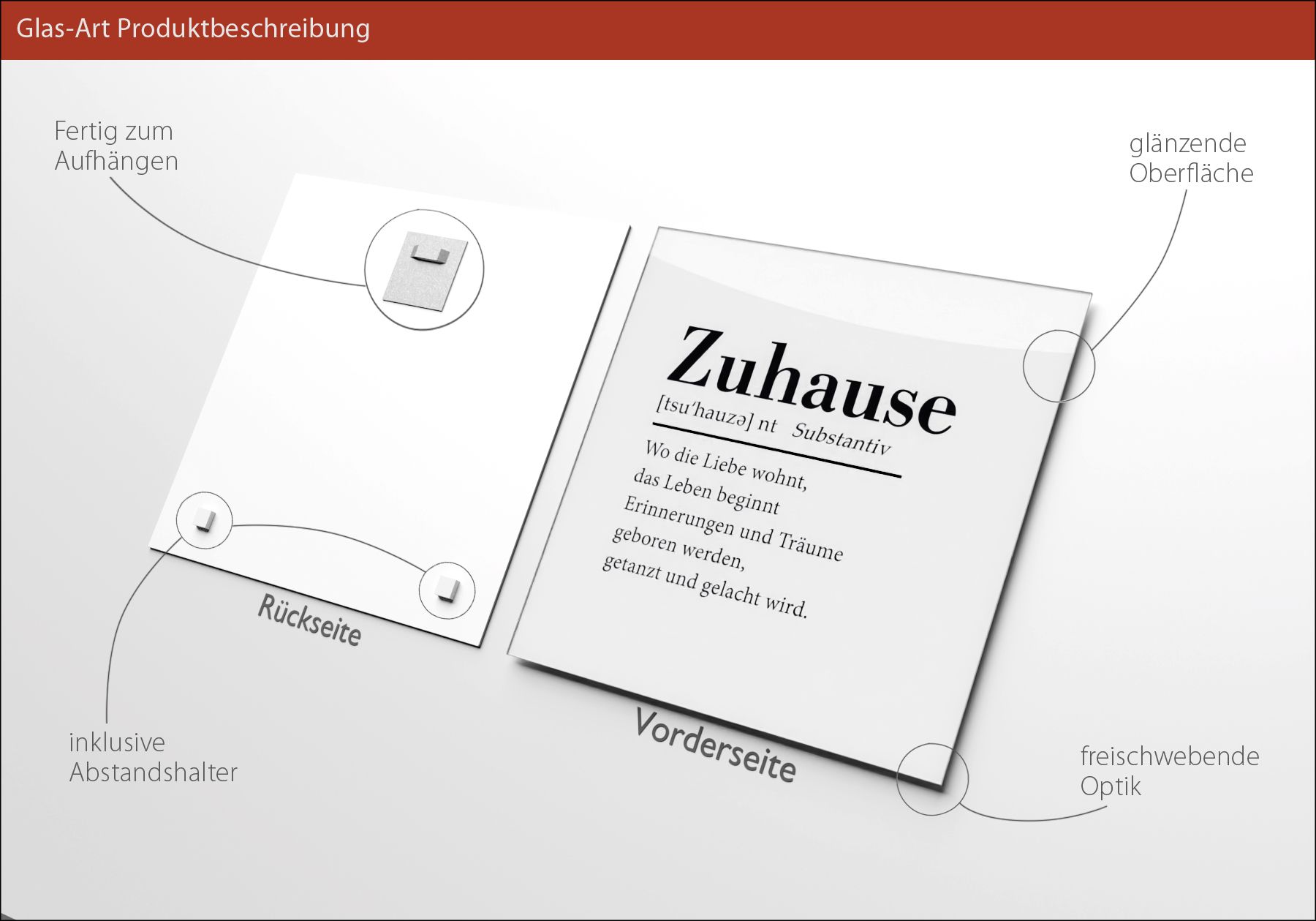Glasbild ZUHAUSE II