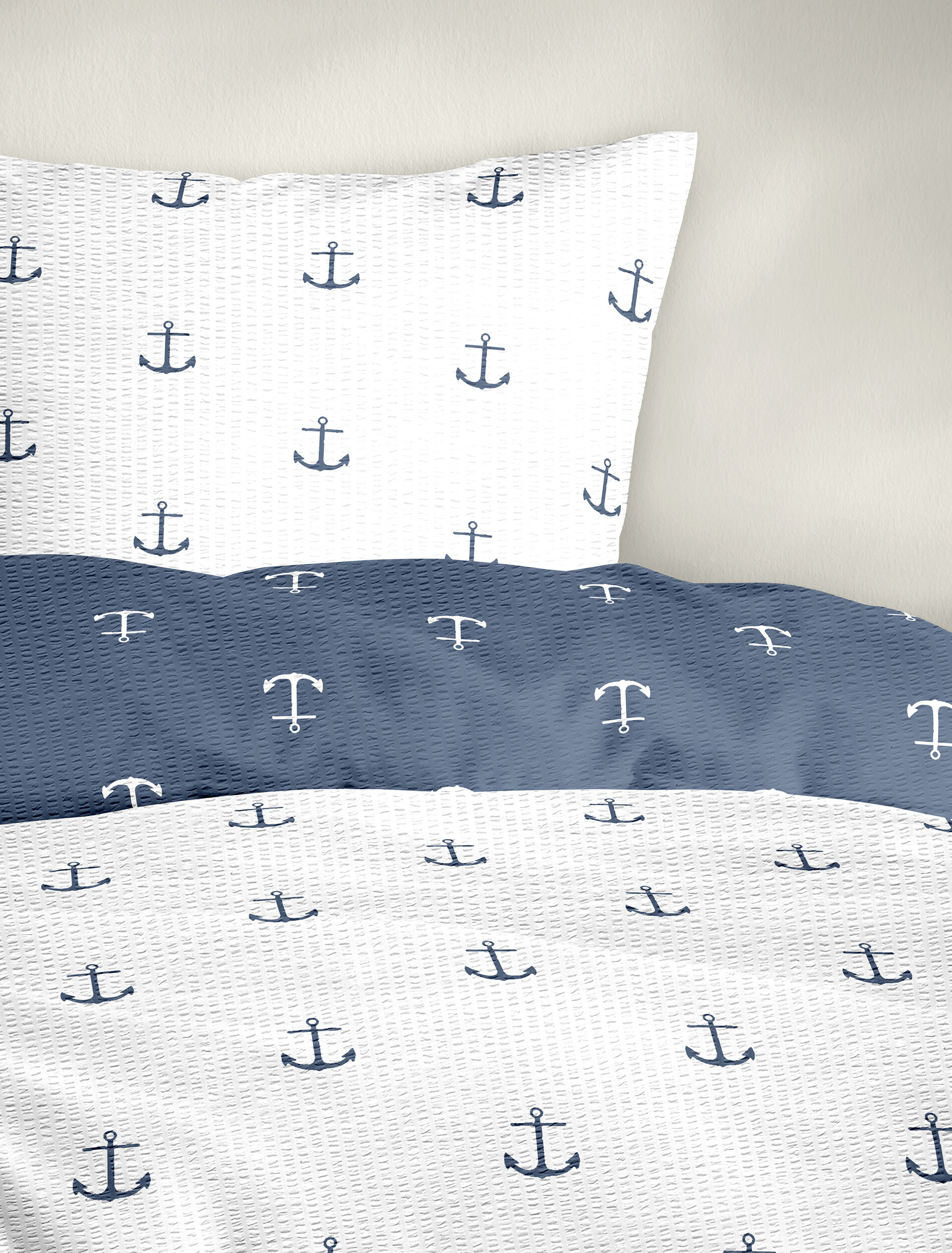 Bettwäsche Seersucker marine