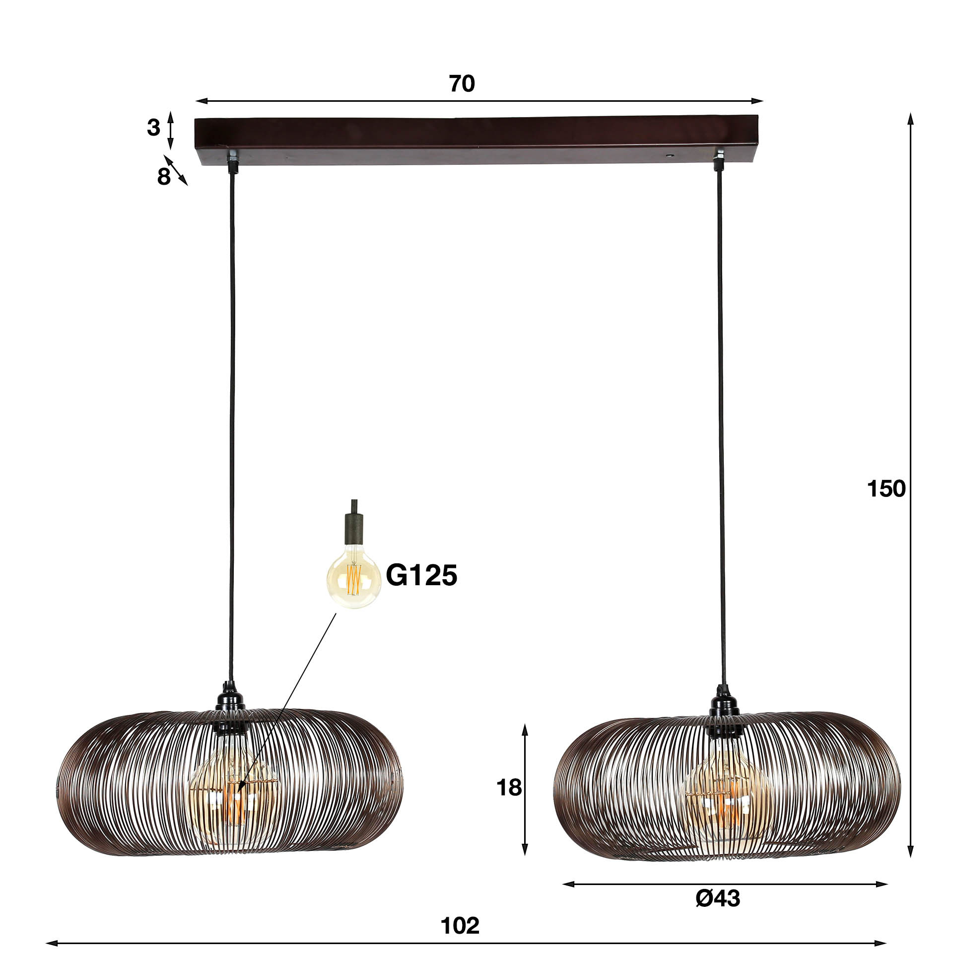 Pendelleuchte COPPERTWIST