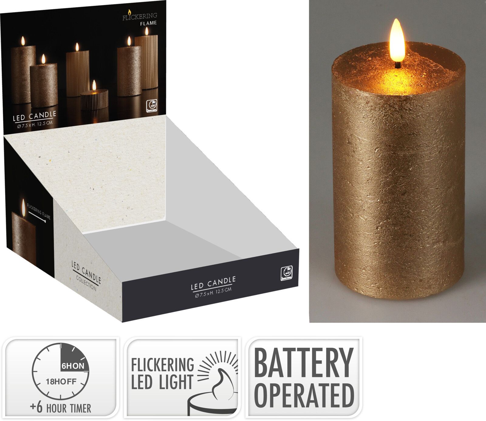 Kerze LED GOLD