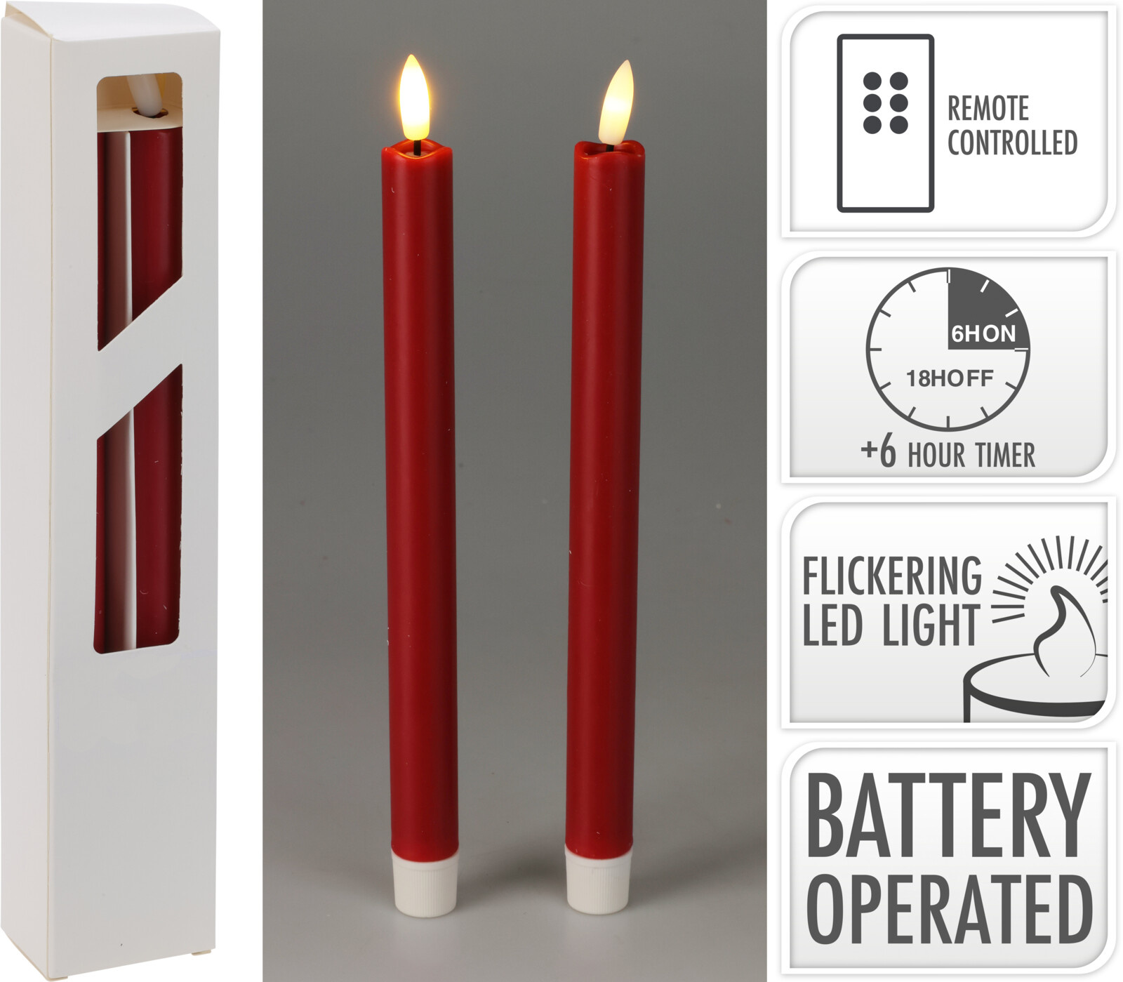 Stabkerze LED RED
