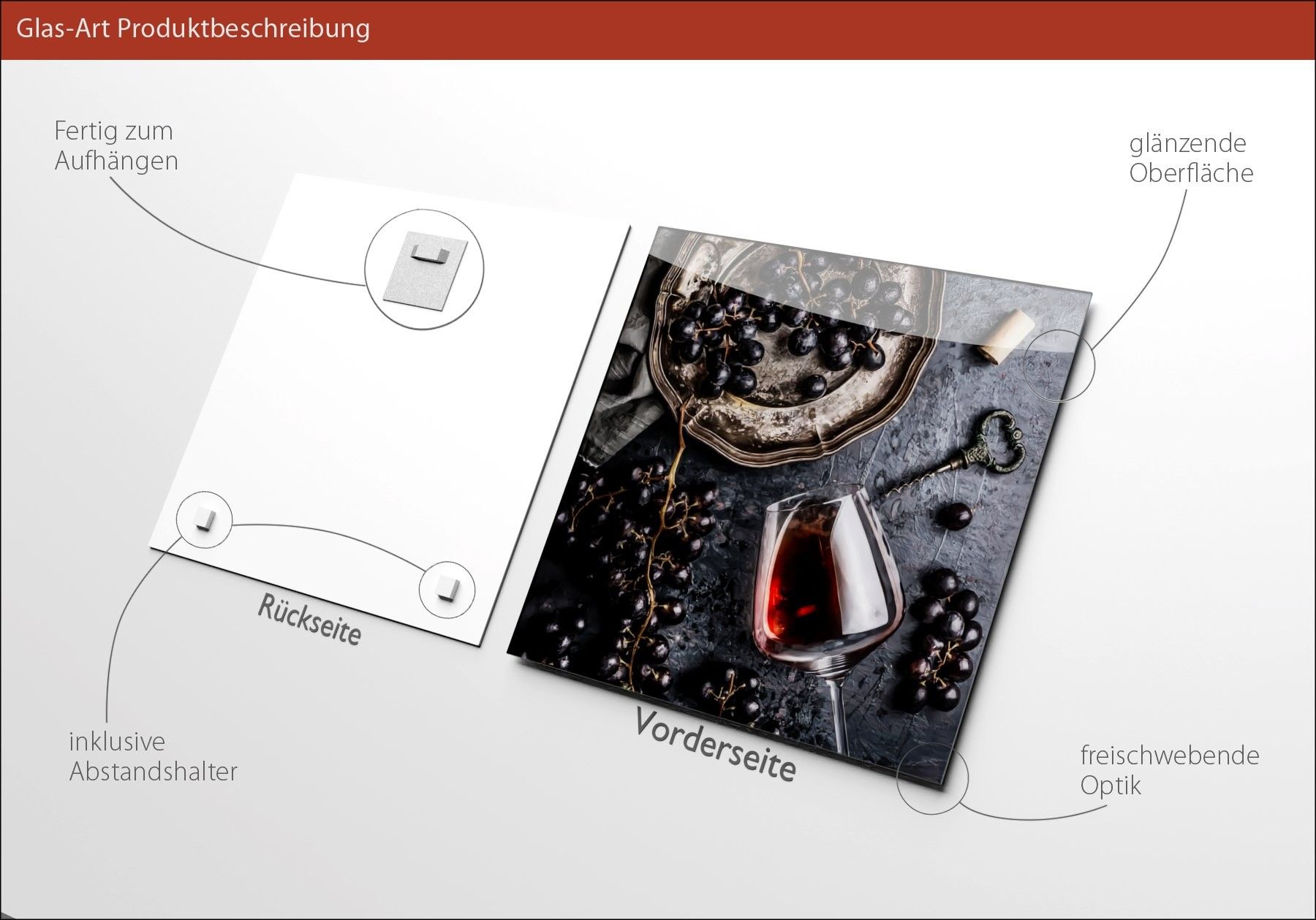 Glasbild WEIN UND TRAUBEN