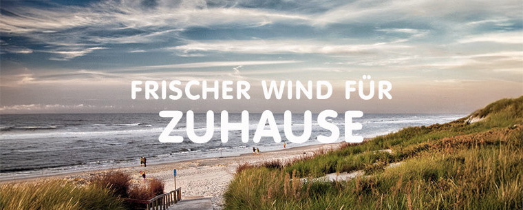 Frischer Wind für zuhause - Horizont mit Meer und Dünen in Abendstimmung