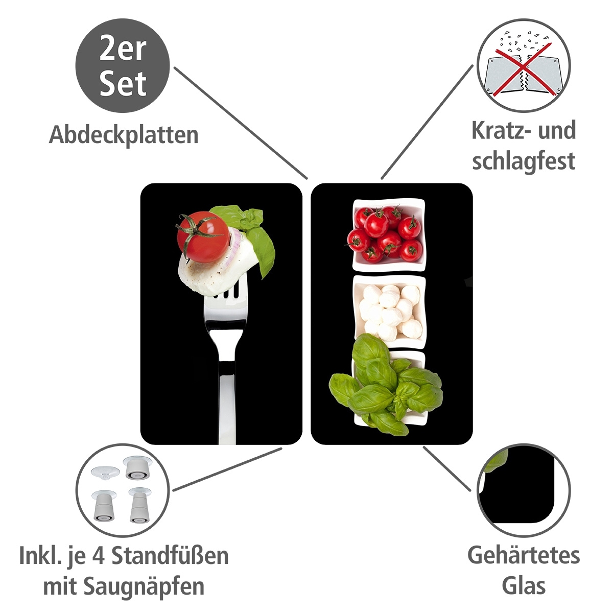 Herdabdeckplatte 2er Set