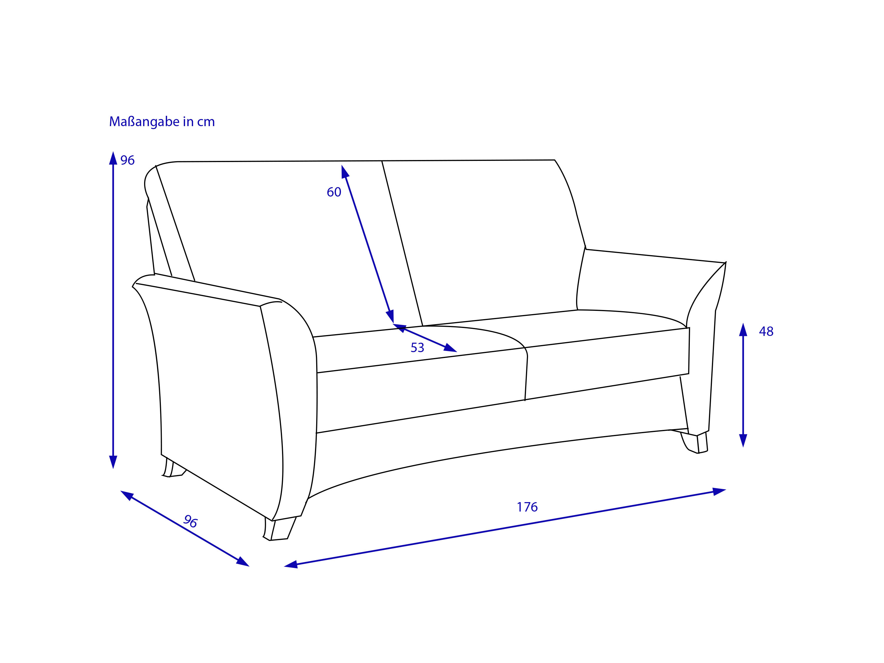 Sofa bassetti 2,5 Sitzer SYDNEY