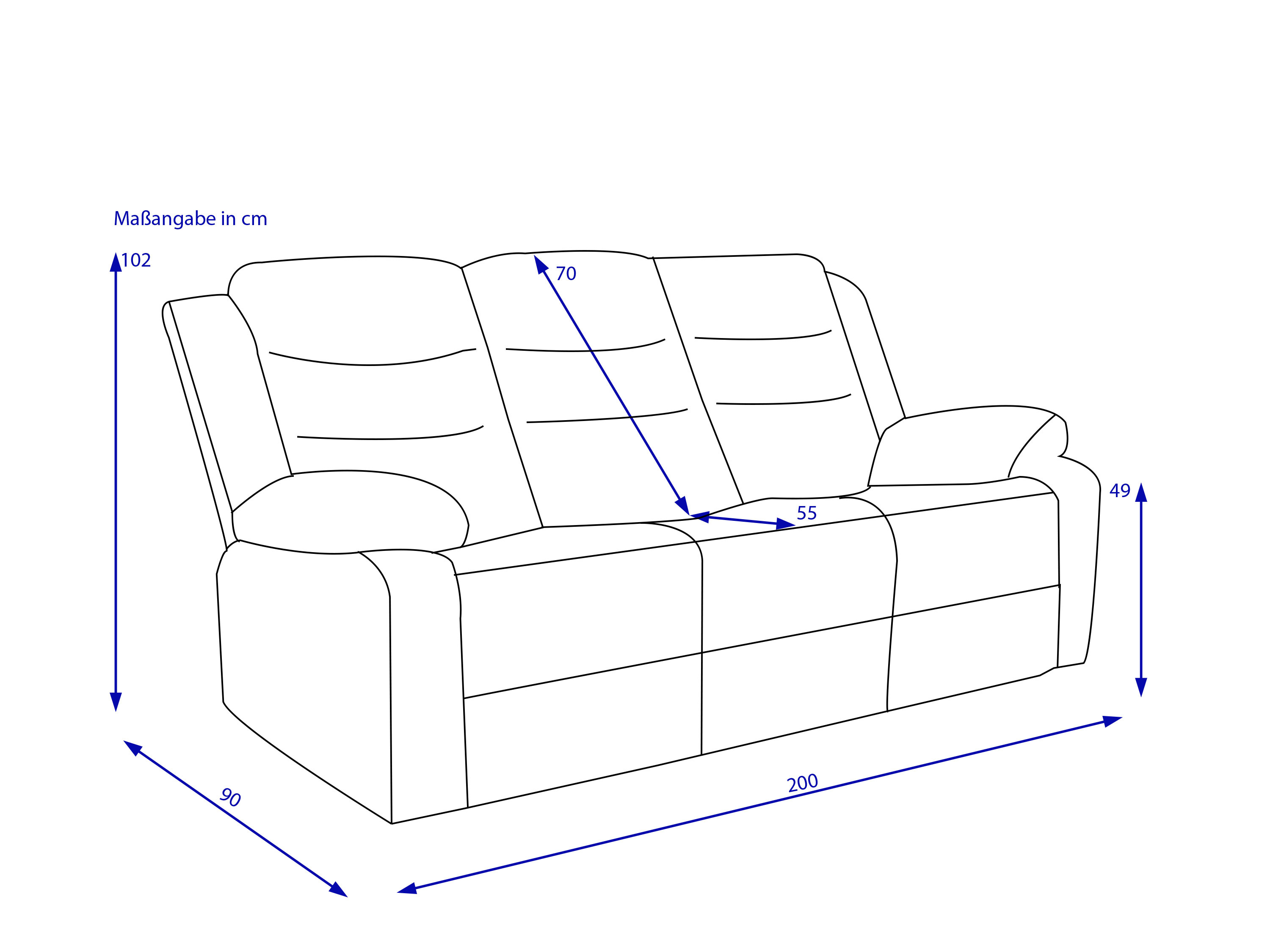 Sofa 3 Sitzer HARPER HUAMBO