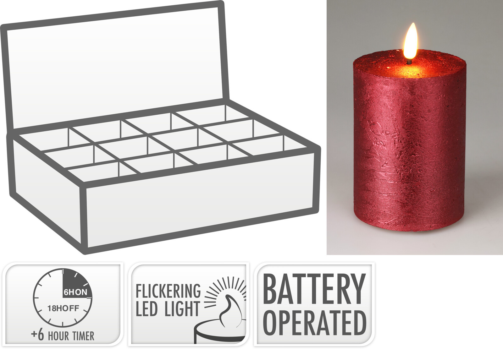 Kerze LED BORDEAUX