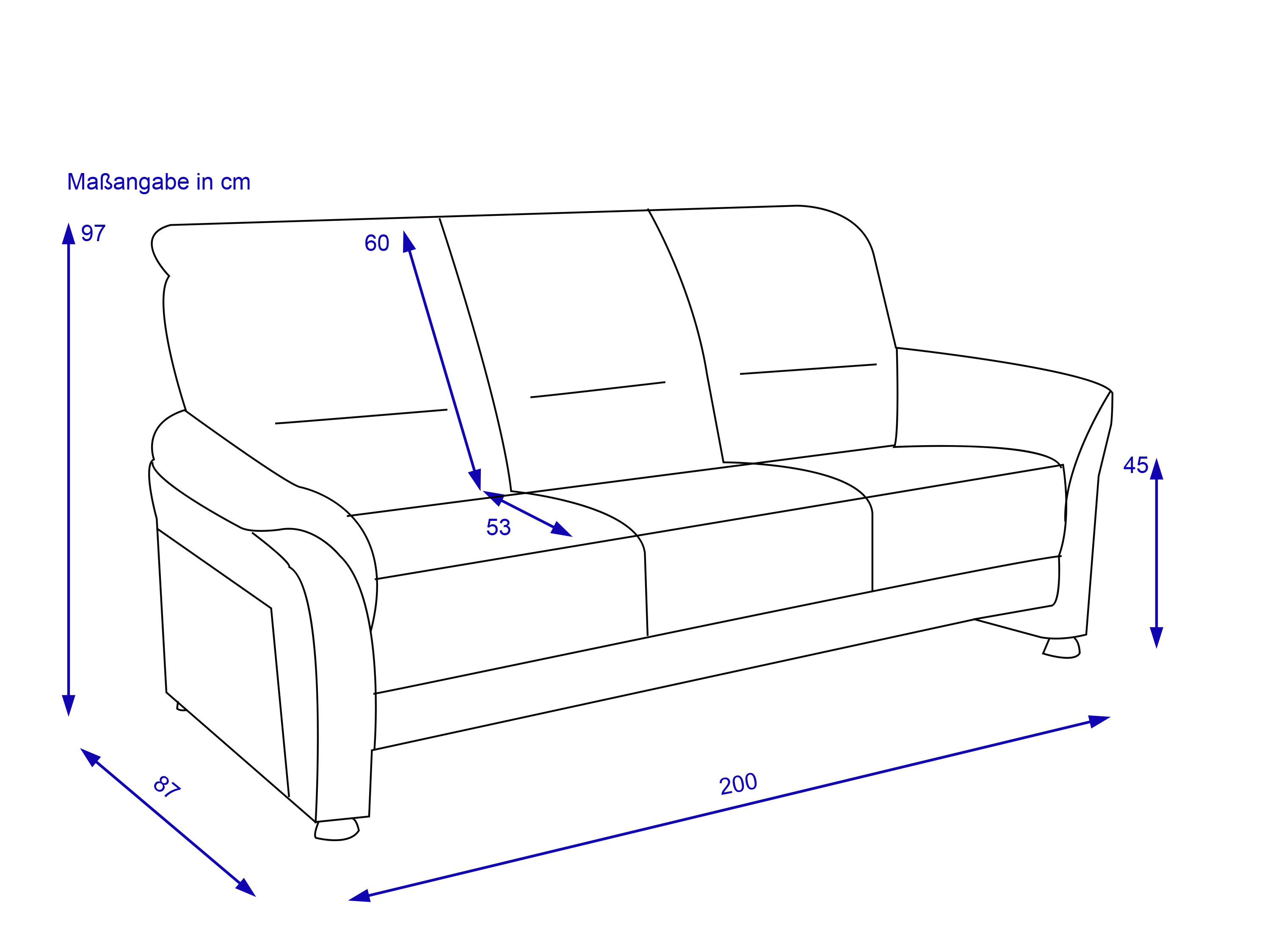 Sofa SYSTEMPOLSTER 3 Sitzer PACITA