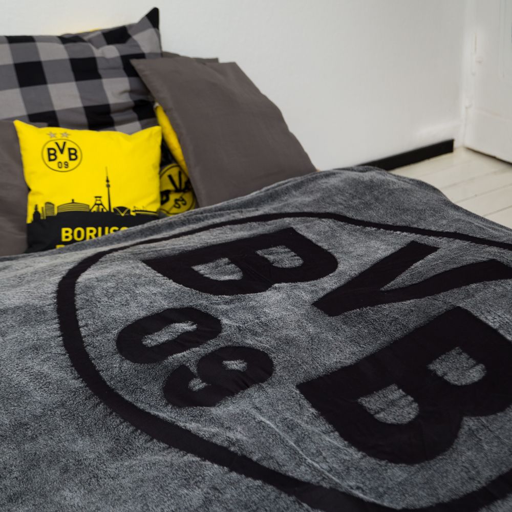Fleecedecke BVB grau