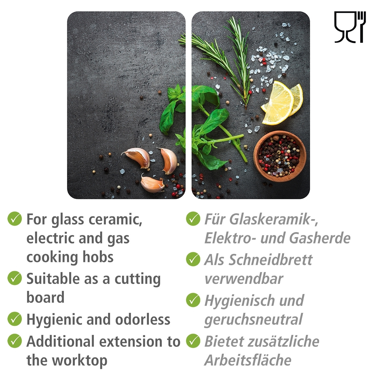 Herdabdeckplatte 2er Set