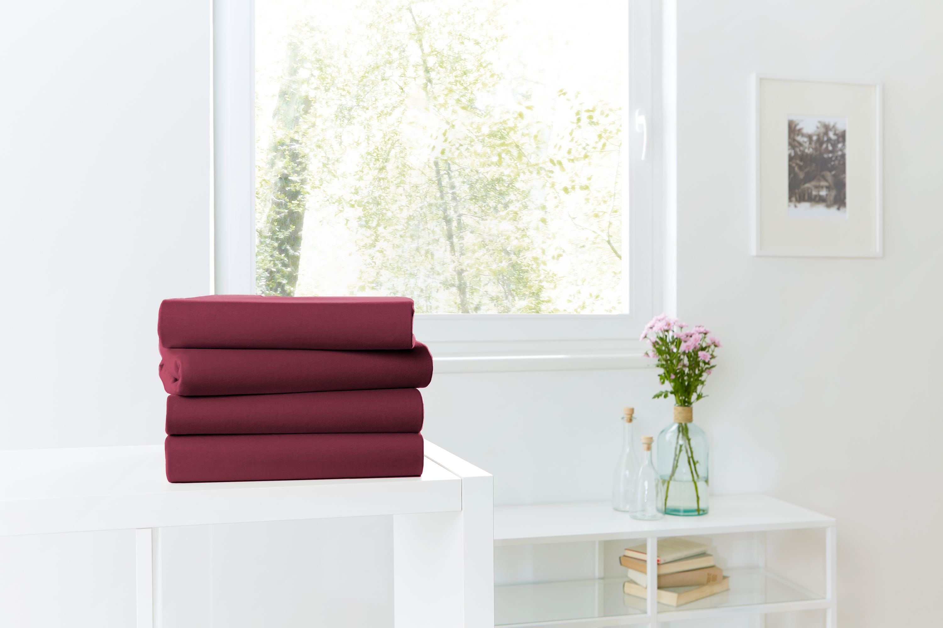 Spannbettlaken Jersey bordeaux