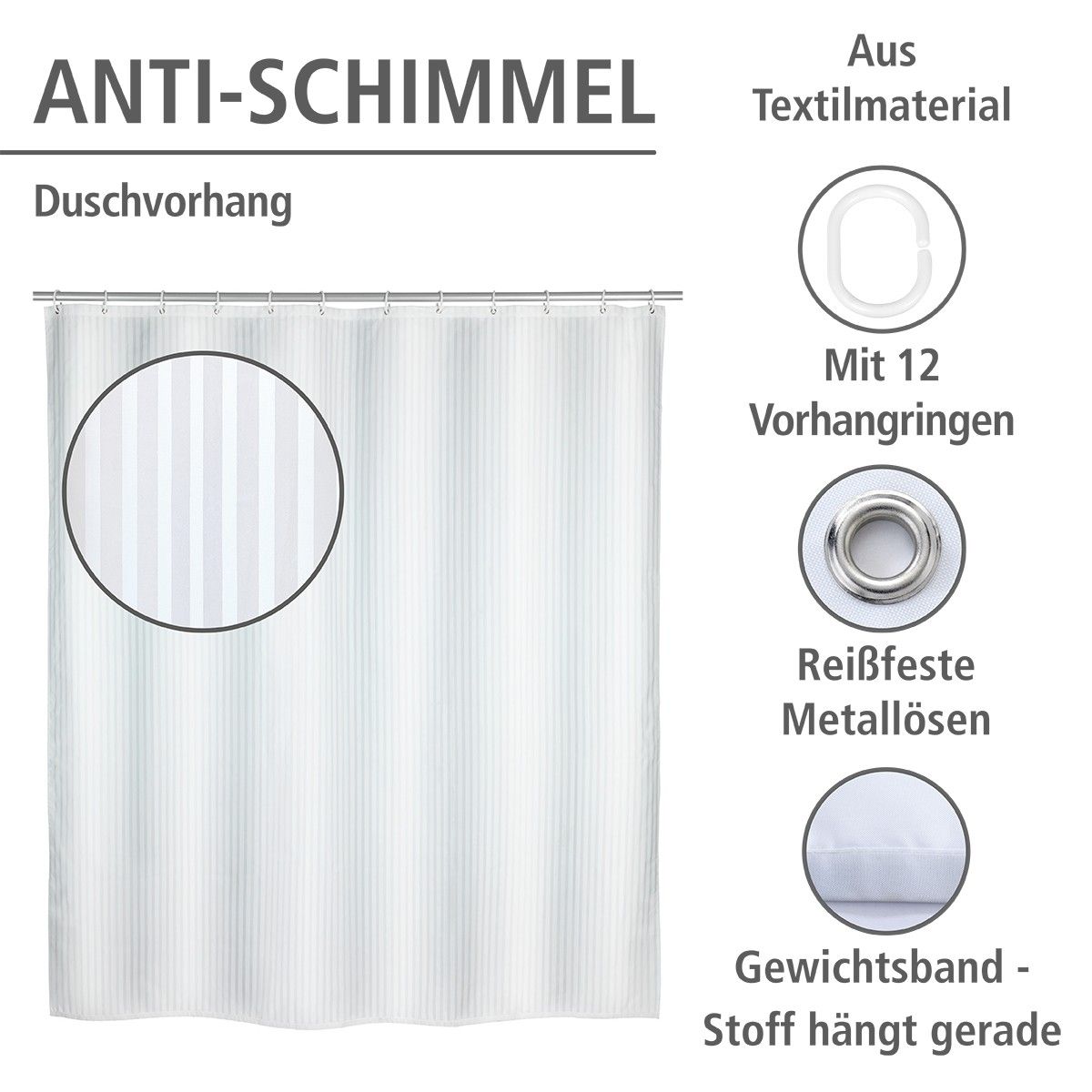Antischimmel-Duschvorhang PILO