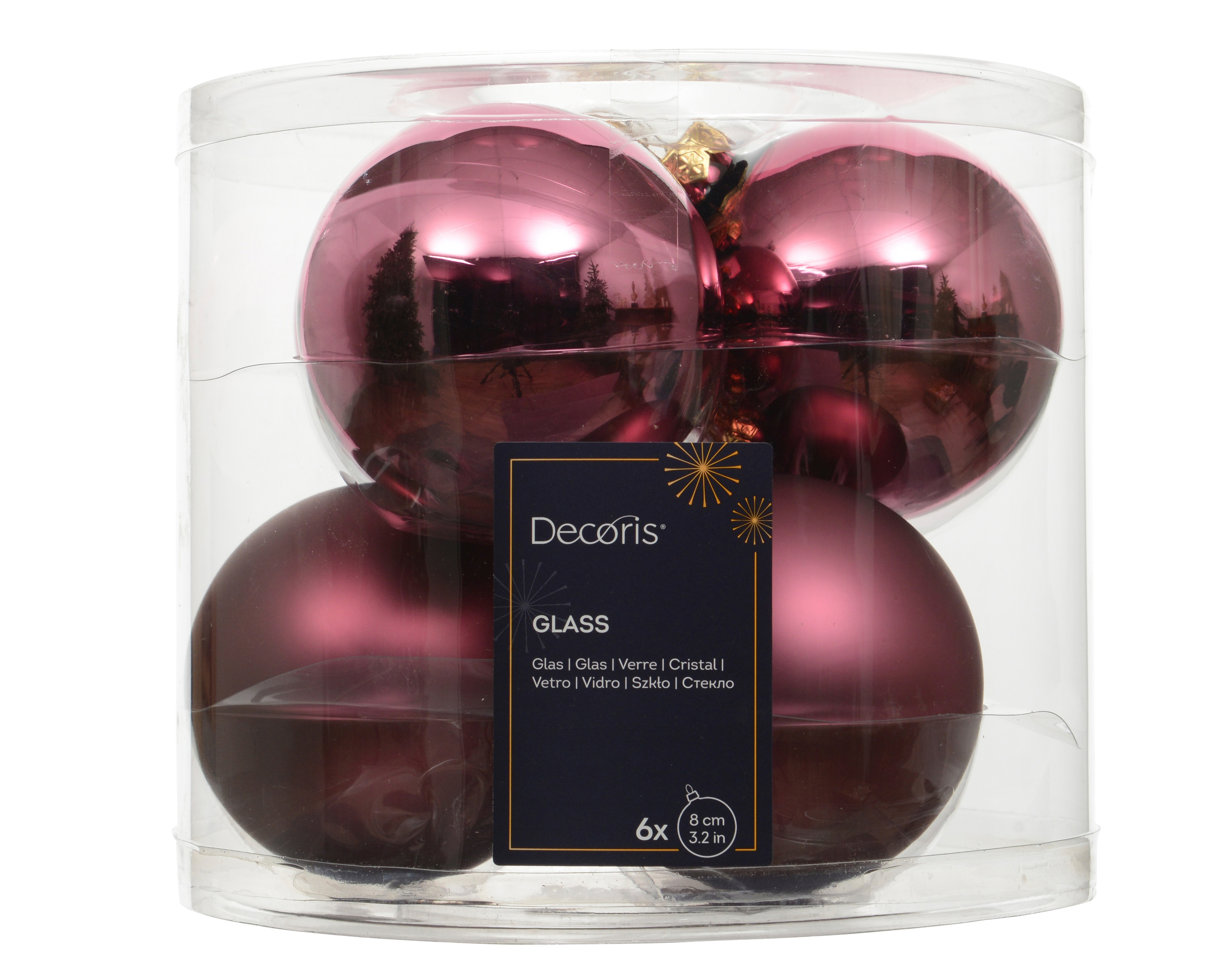 Weihnachtskugel-Box DUNKELROSA