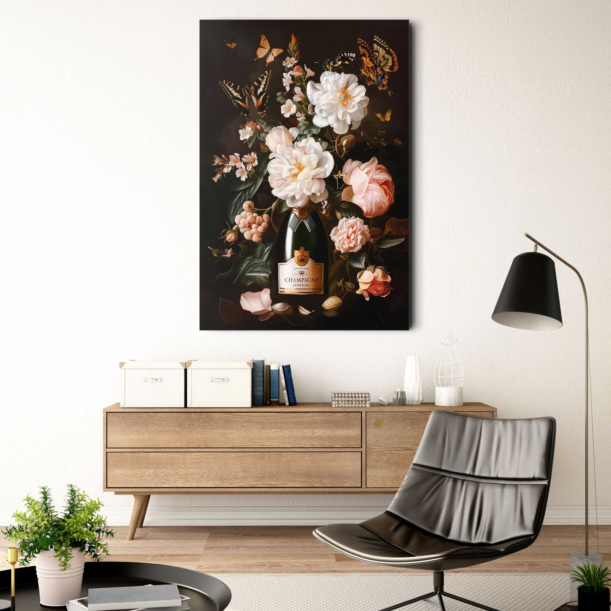 Glasbild CHAMPAGNE FLOWERS