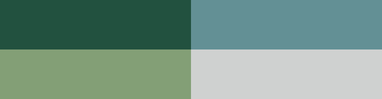 Farben Tannengrün, Blau-Grün, Sanftes Grün und Helles Grau