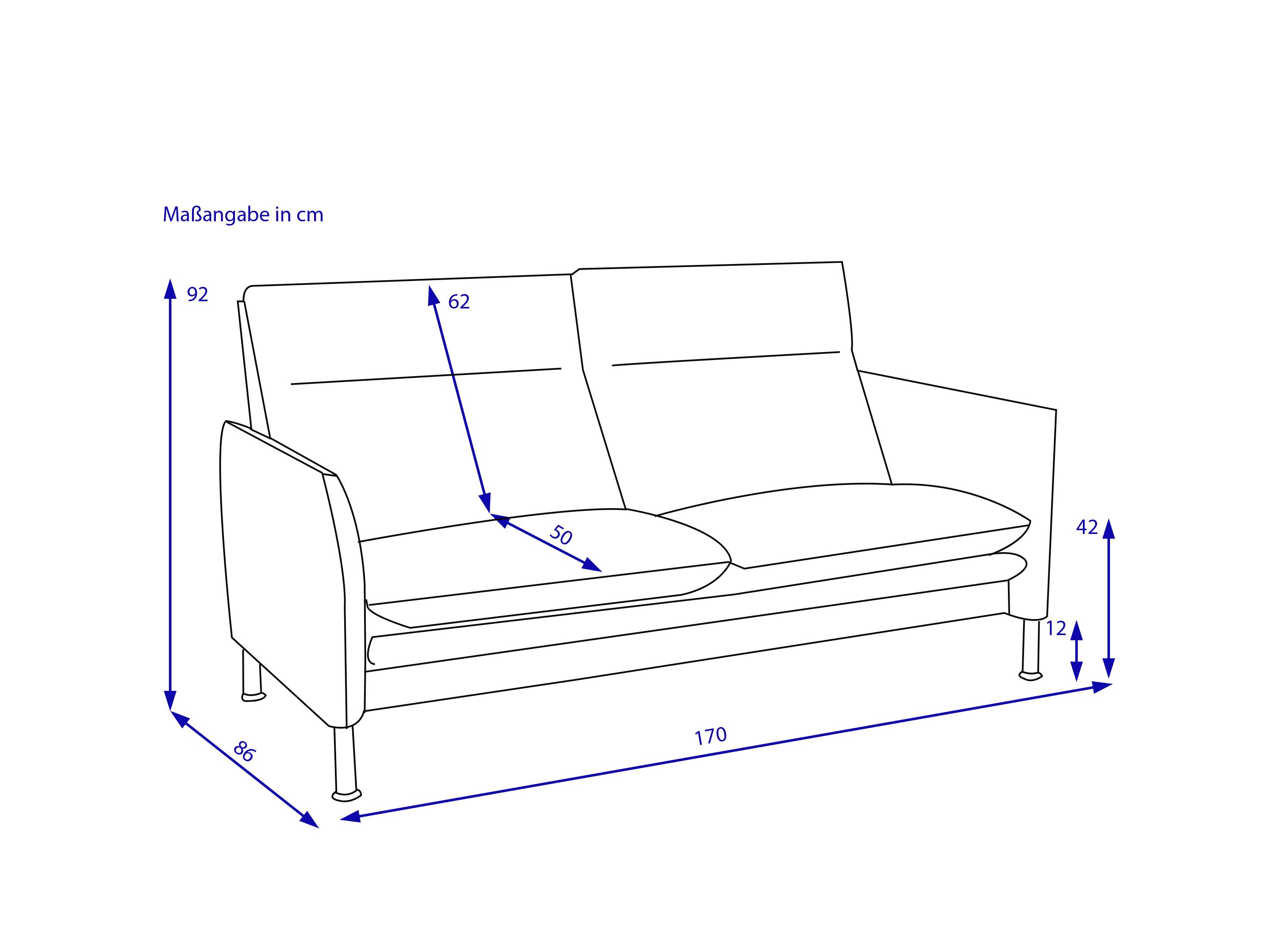 Sofa erpo 2,5 Sitzer PORTO hoch