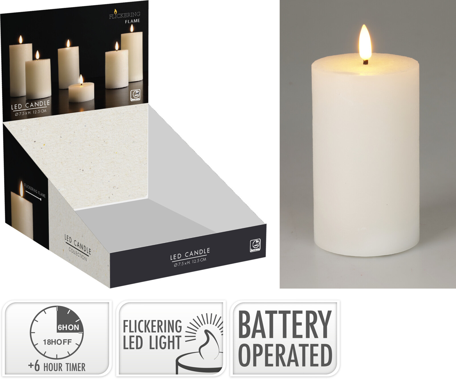 Kerze LED WHITE