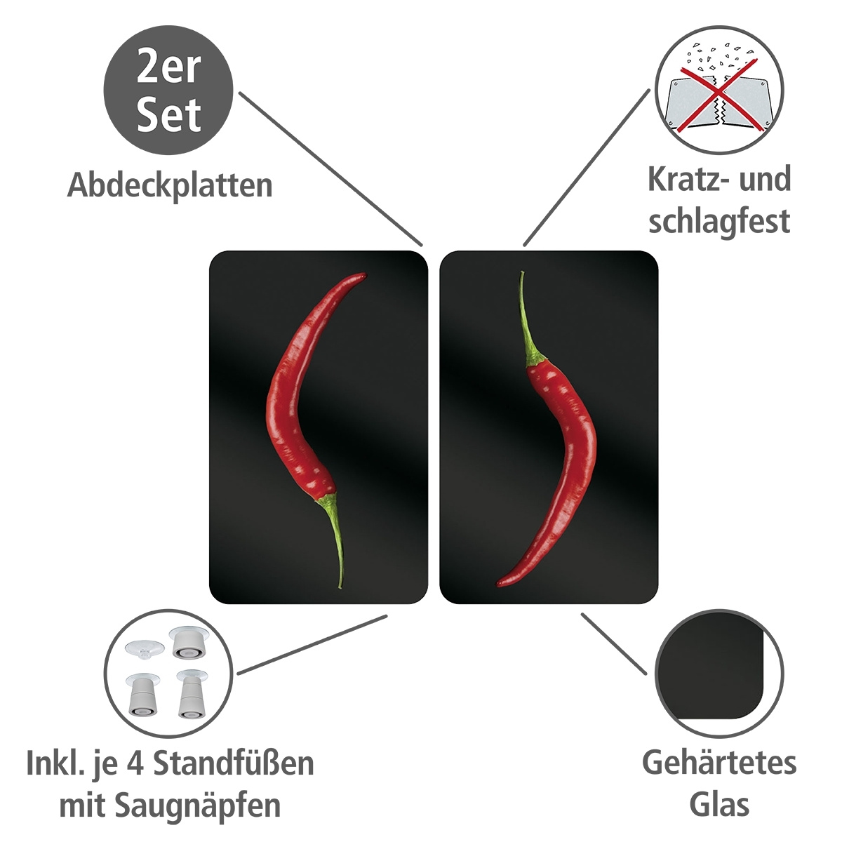 Herdabdeckplatte 2er Set