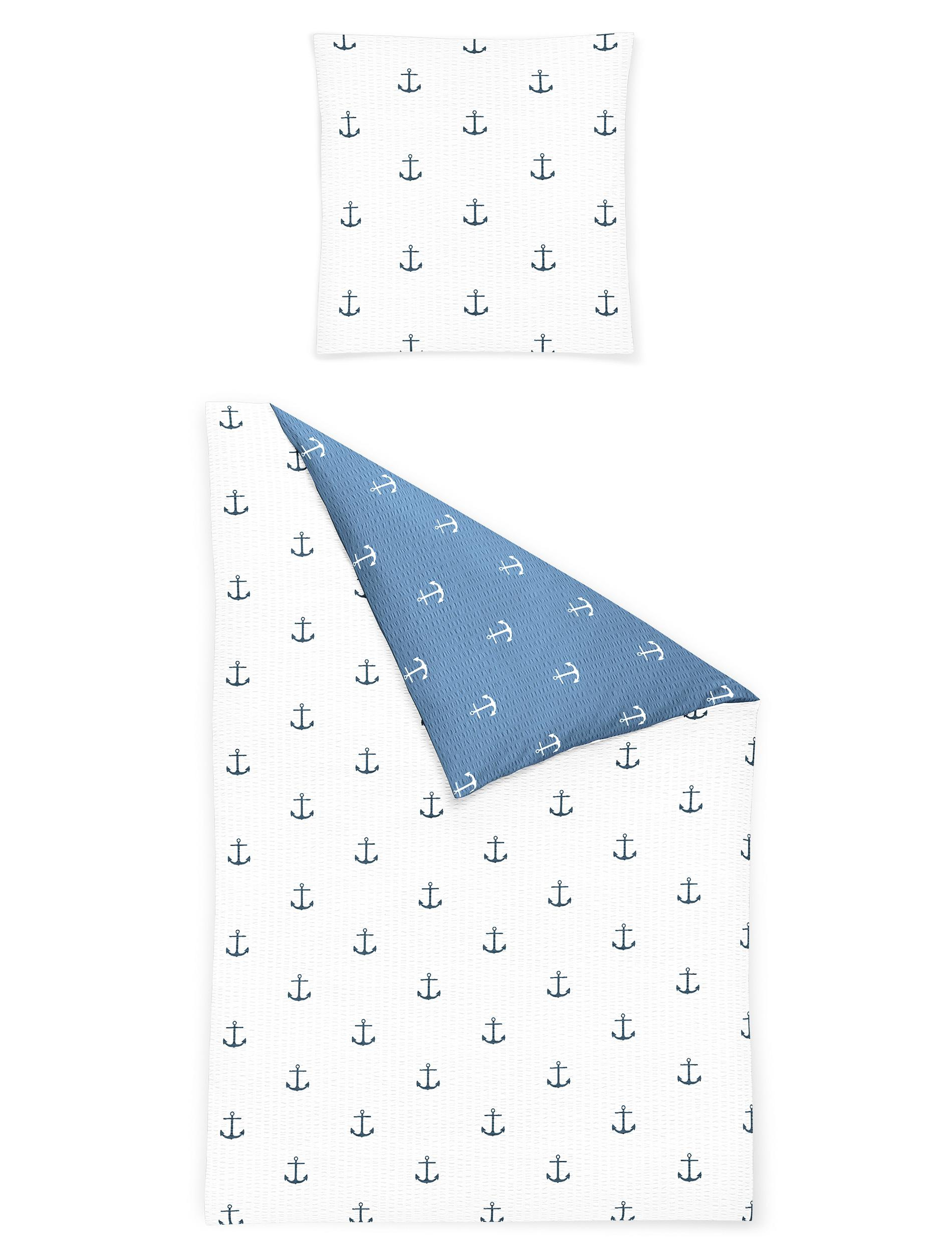Bettwäsche Seersucker marine
