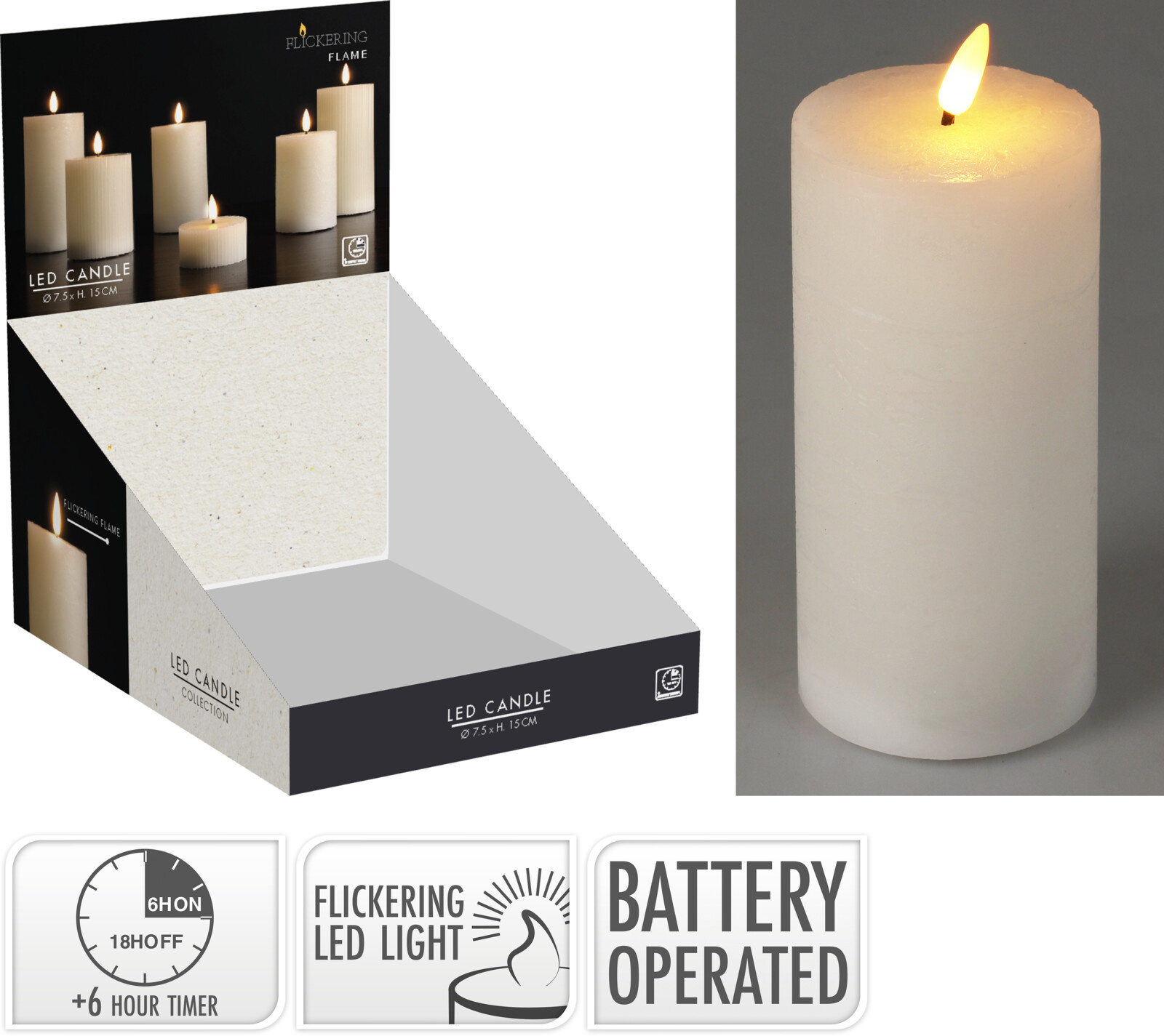 Kerze LED WHITE