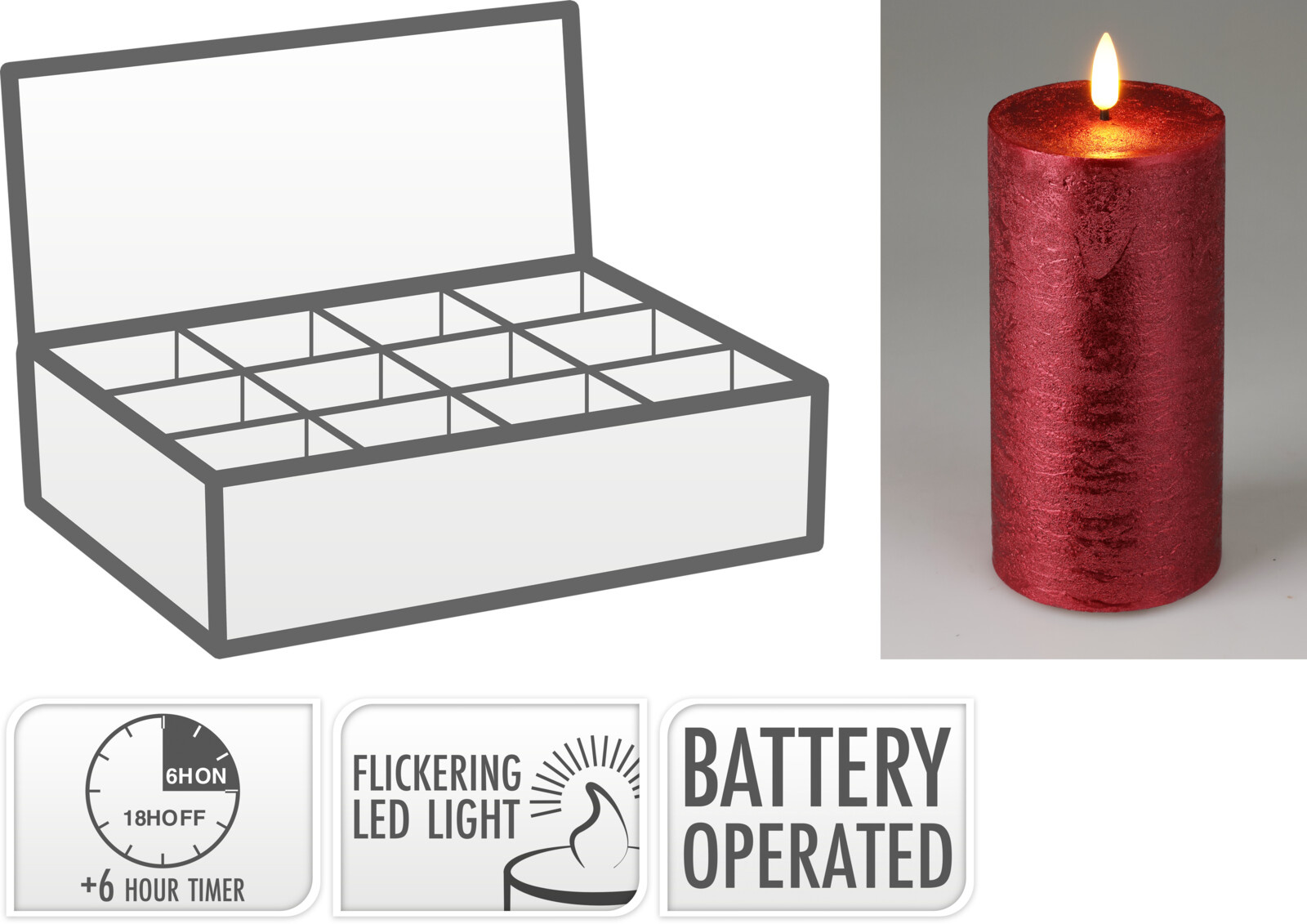 Kerze LED BORDEAUX