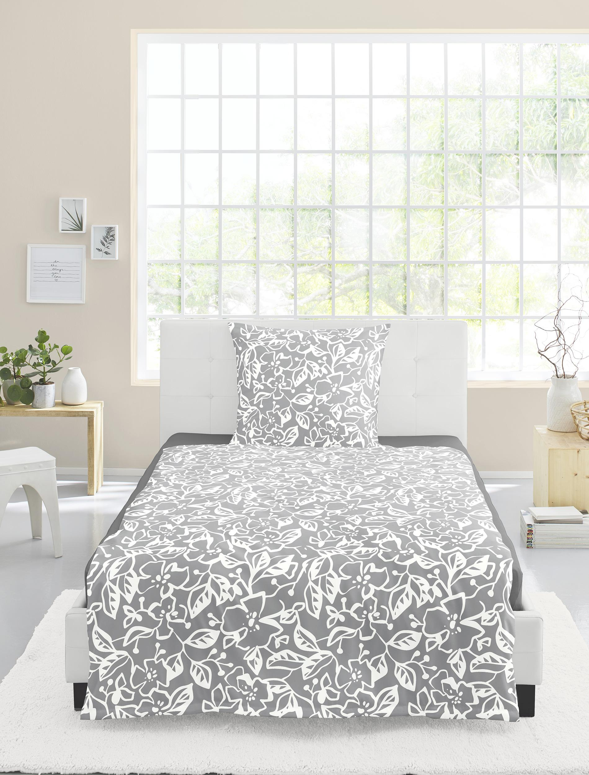 Bettwäsche Mako-Satin grau