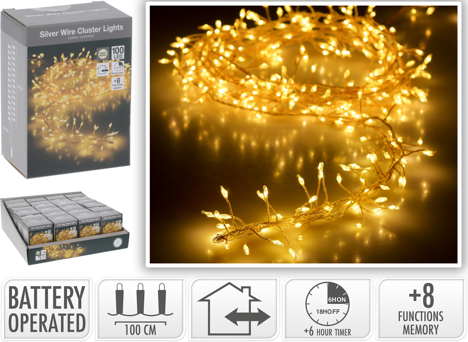Lichterkette DRAHT CLUSTER LED