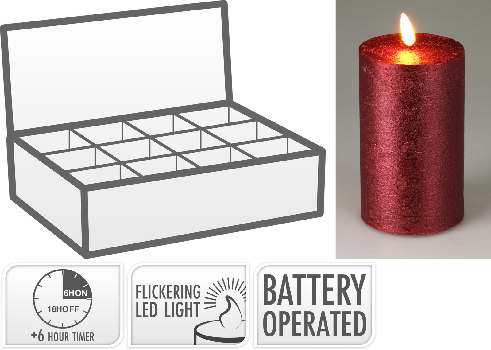 Kerze LED BORDEAUX