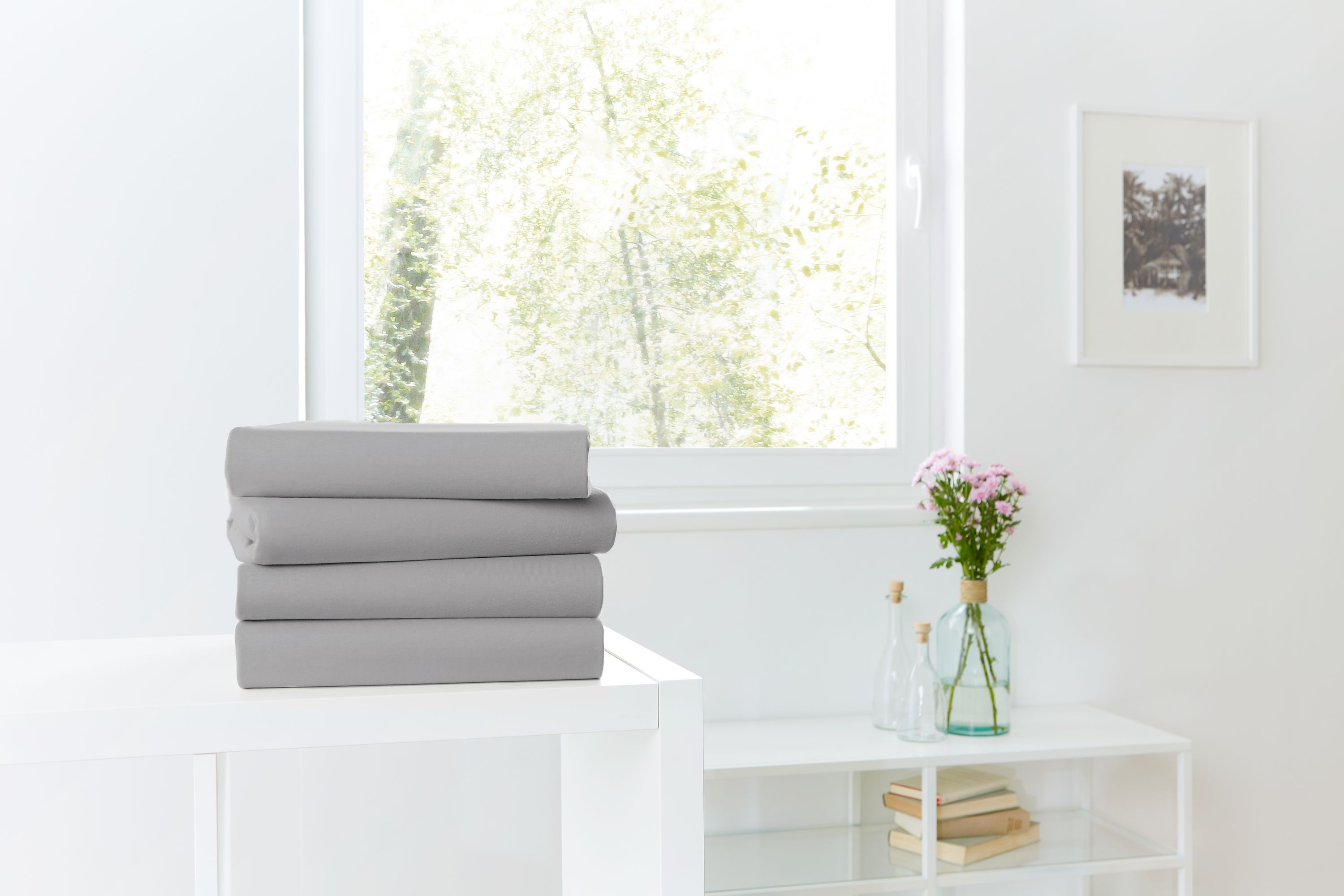 Spannbettlaken Jersey granit