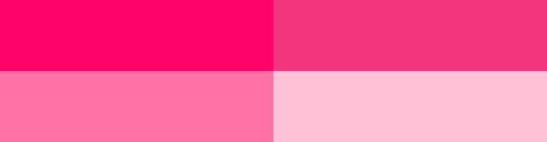 Farben Kräftiges Pink, Pink, Helles Pink und Rosa