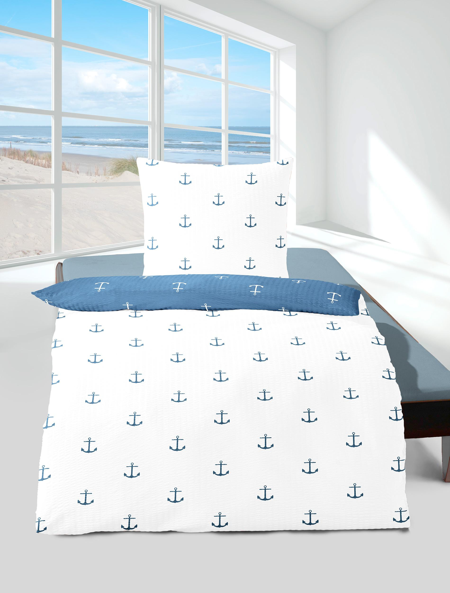 Bettwäsche Seersucker marine