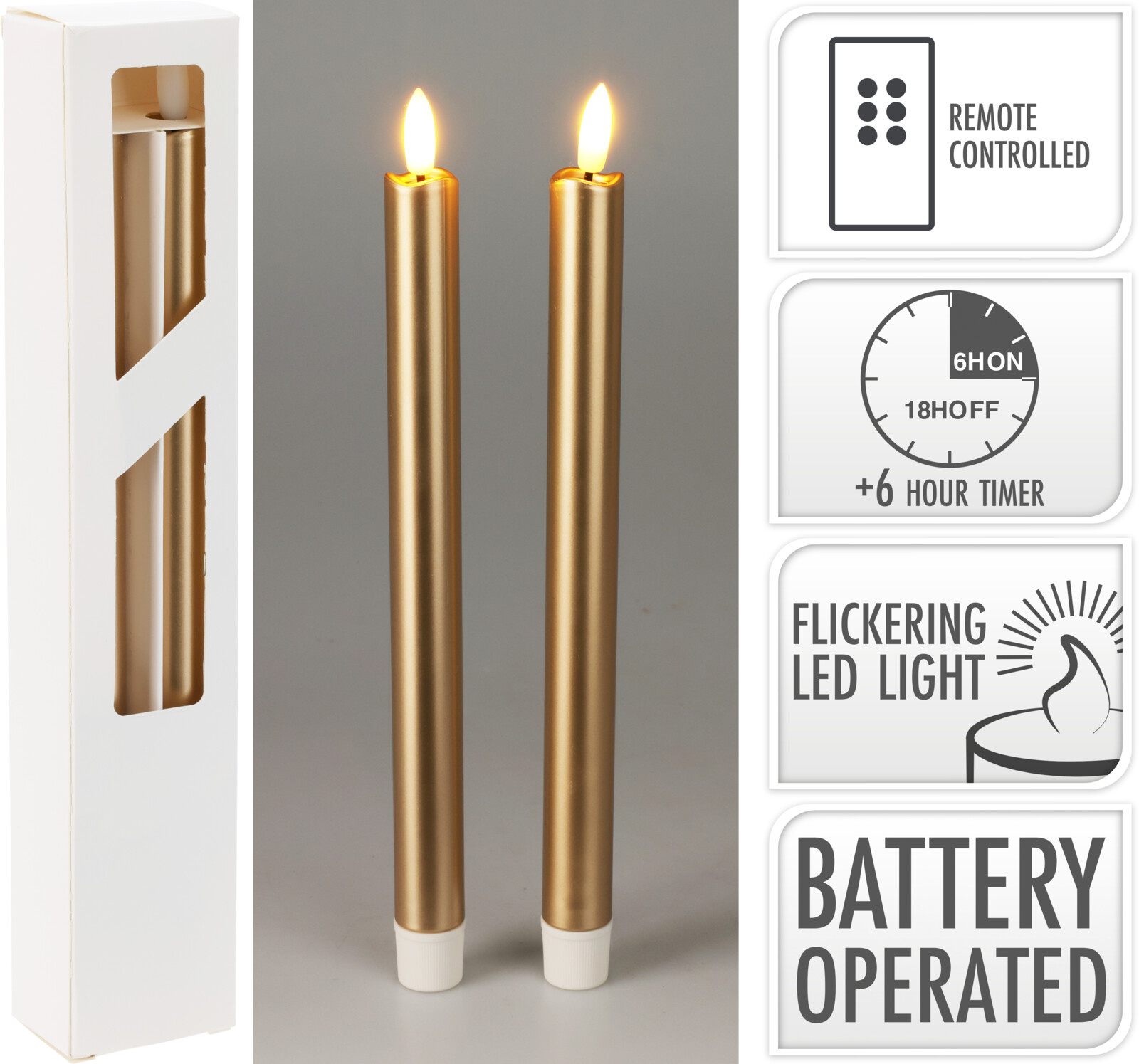 Stabkerzen-Set LED GOLD