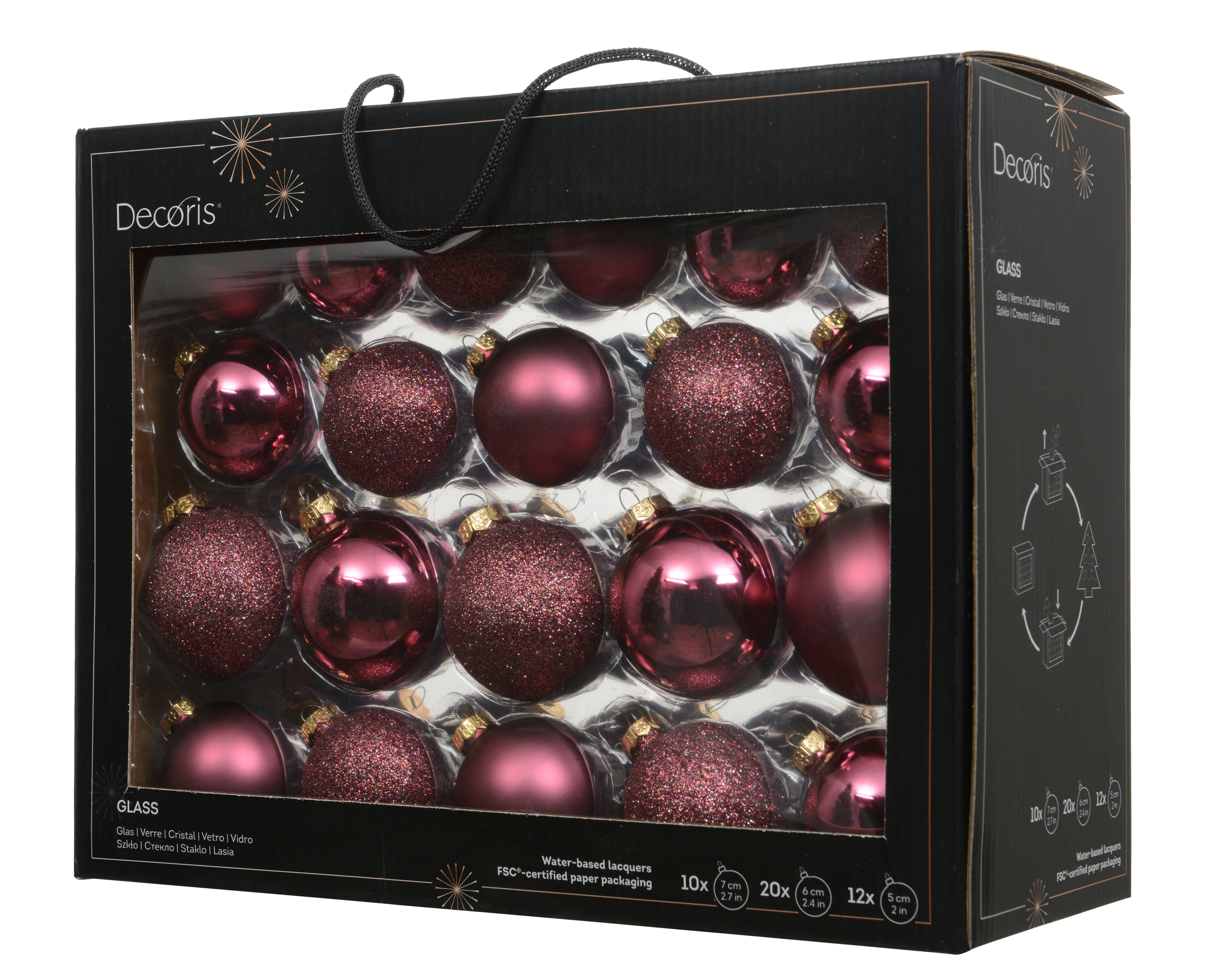 Weihnachtskugel-Box MAXI DUNKELROSA