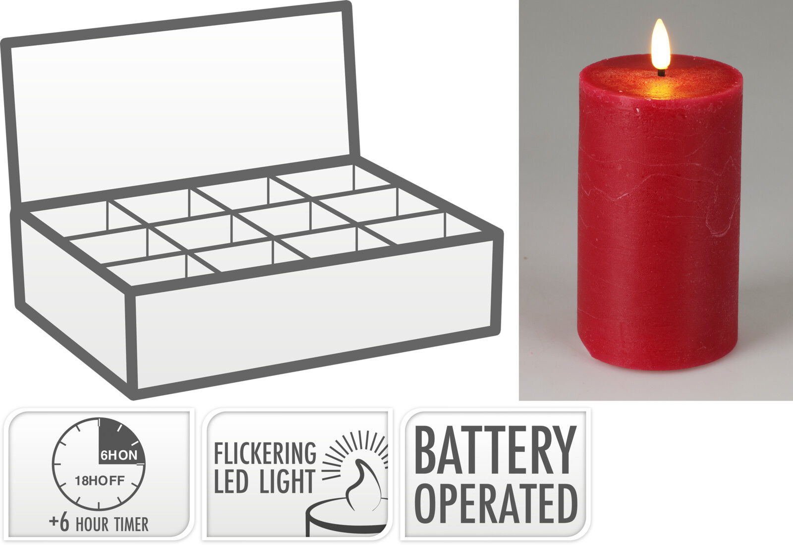 Kerze LED RED