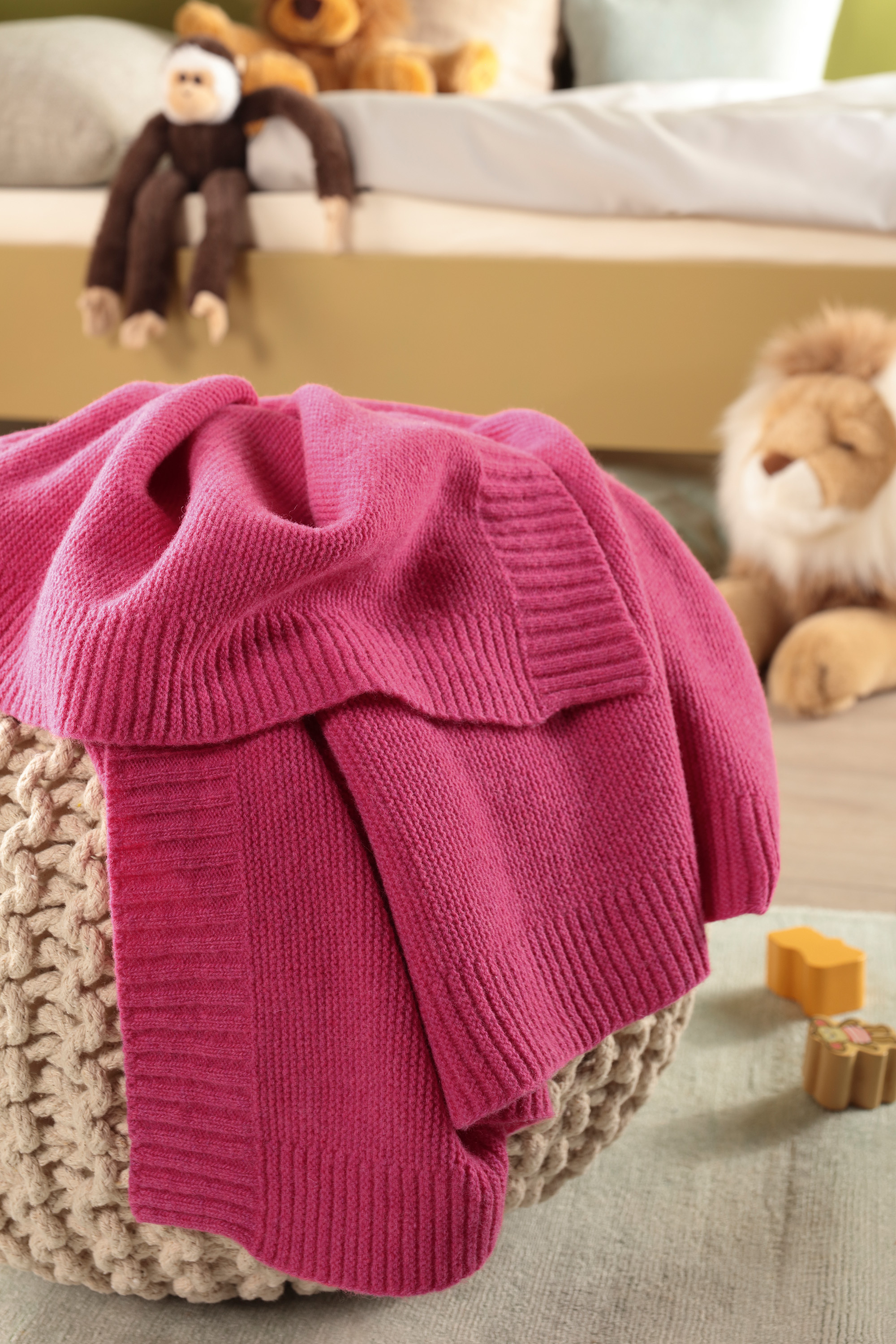 Kinderwolldecke WOOL KNIT PINK