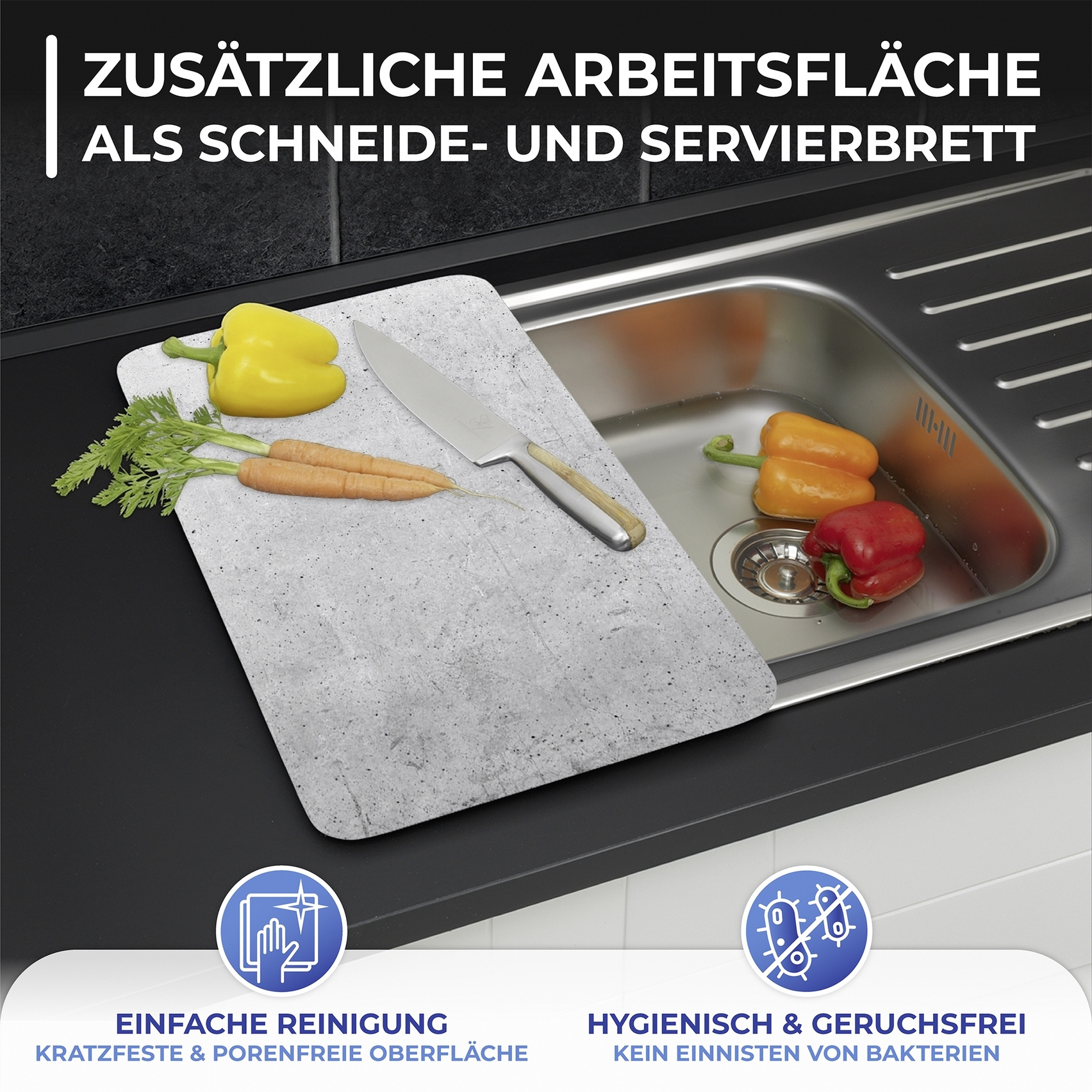 Herdabdeckplatte 2er Set BETON