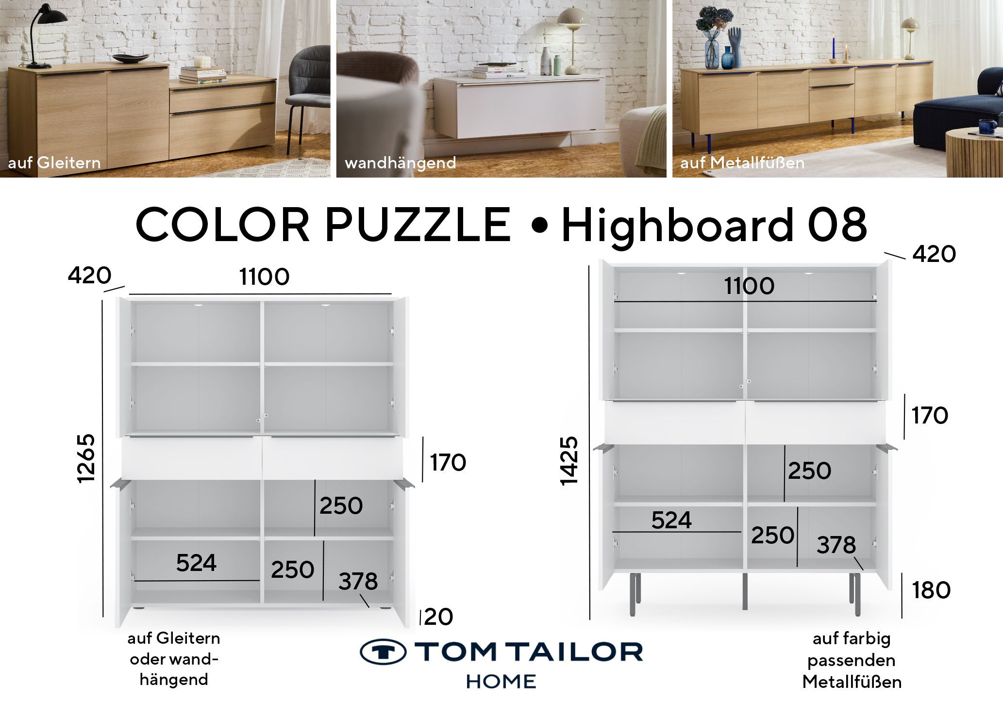 Highboard TOM TAILOR COLOR PUZZLE