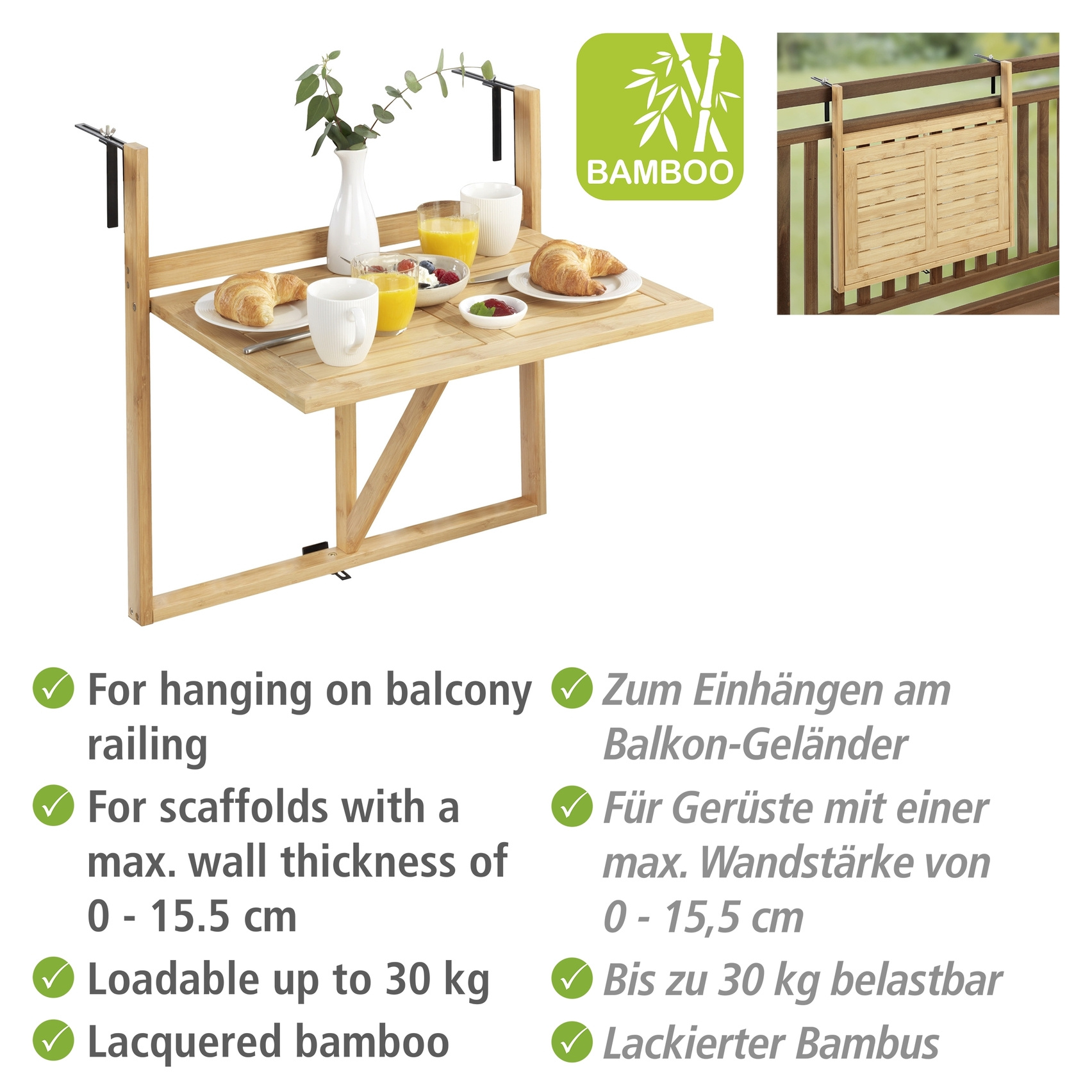 Balkon-Klapptisch WAIKIKI
