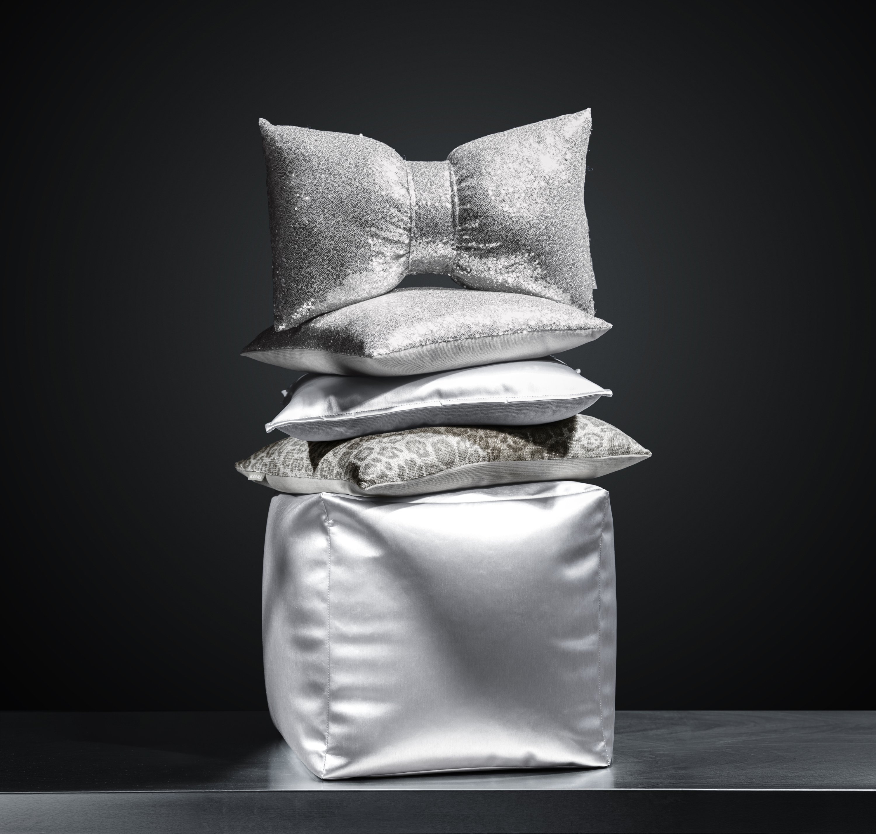 Schleifenkissen GLITTER silber