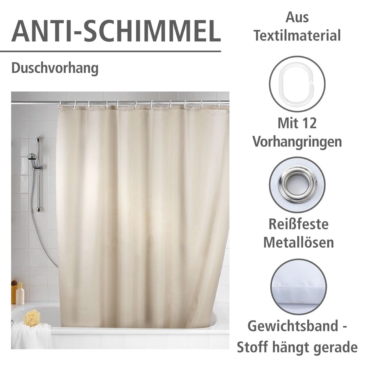 Antischimmel-Duschvorhang UNI