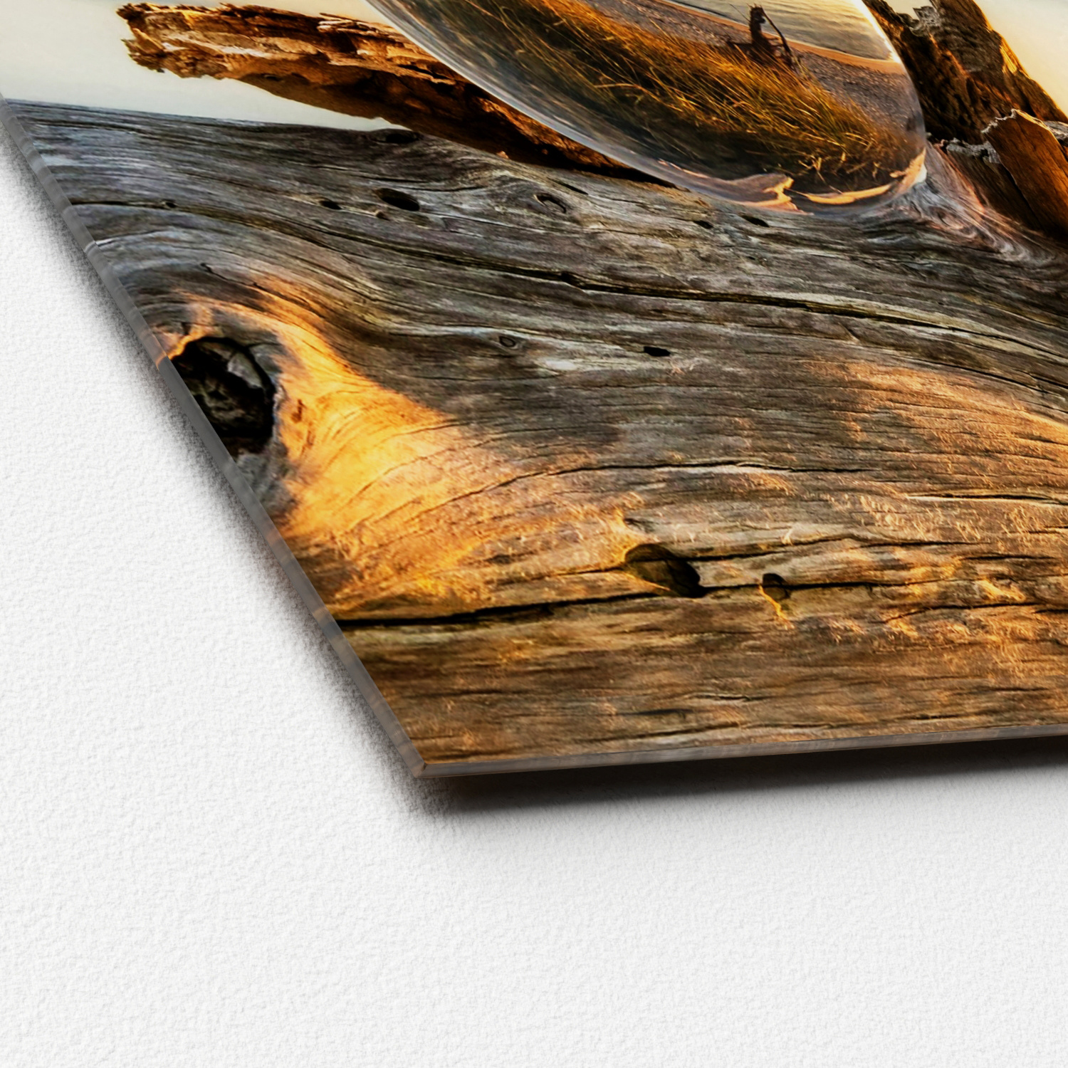 Glasbild DROP ON WOOD