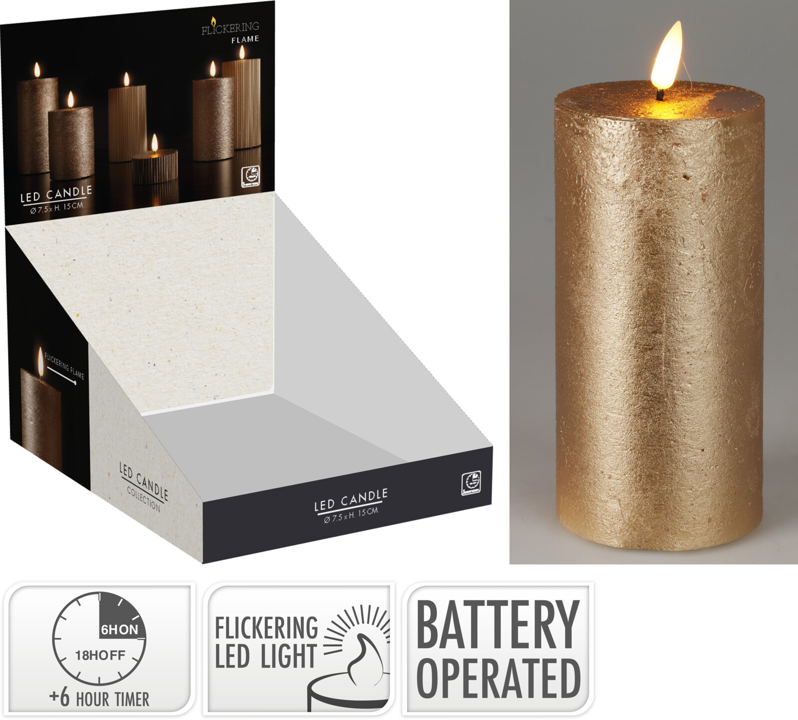 Kerze LED GOLD