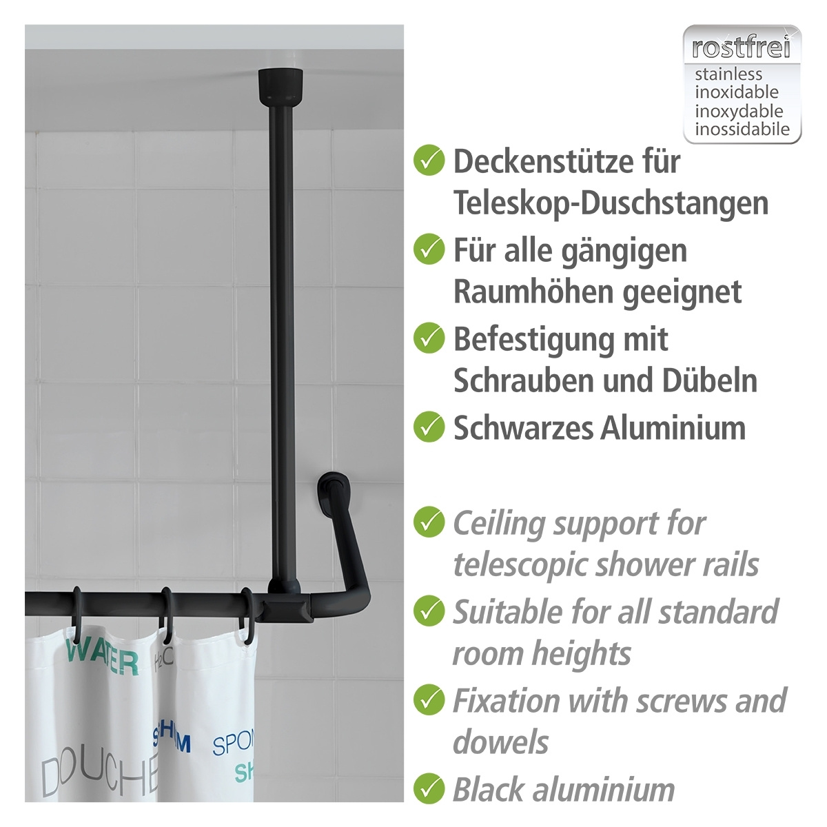 Deckenstütze für Duschstangen