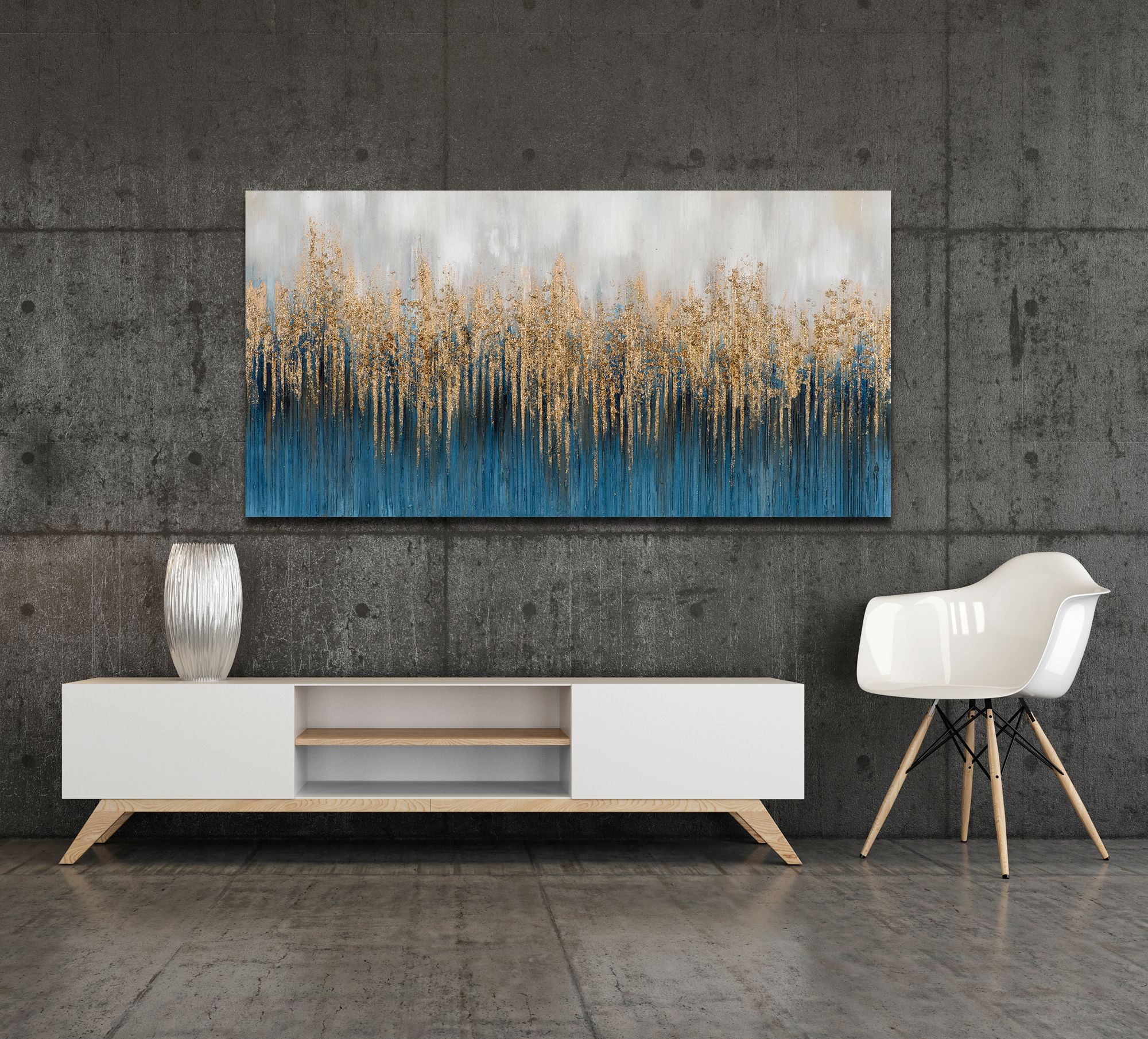Gemälde ABSTRAKT BLAU GOLD