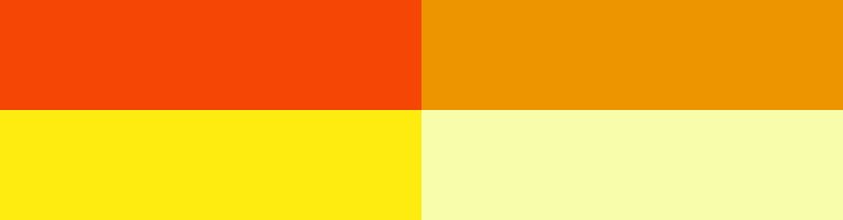 Farben Dunkles Orange, Orange, Kräftiges Gelb und Pastell Gelb