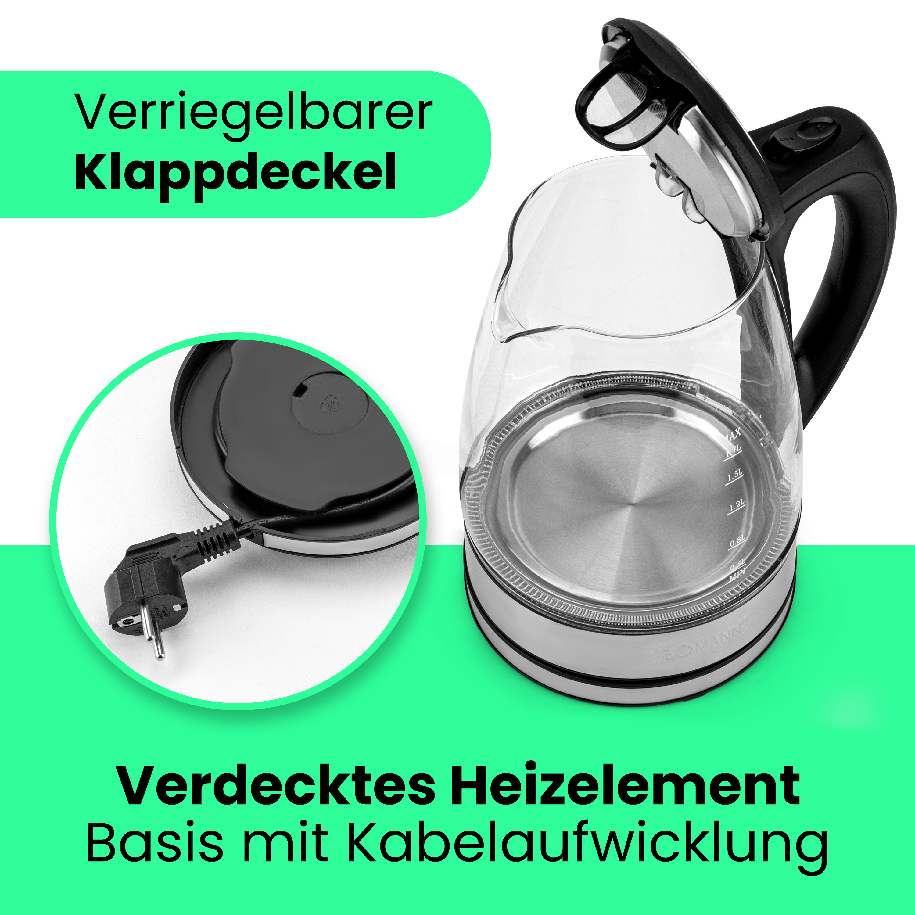 Wasserkocher GLAS INOX